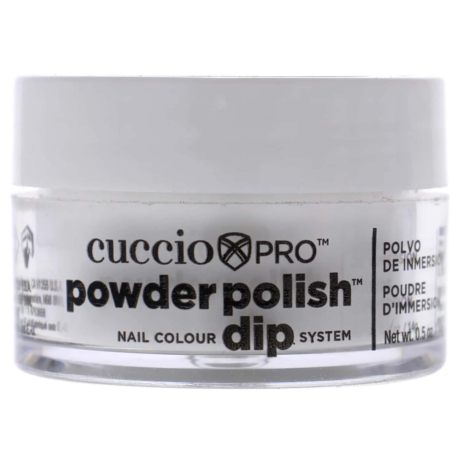 Cuccio Pro Powder Polish Nail Colour Dip System - White With Silver Mica 0.5 oz