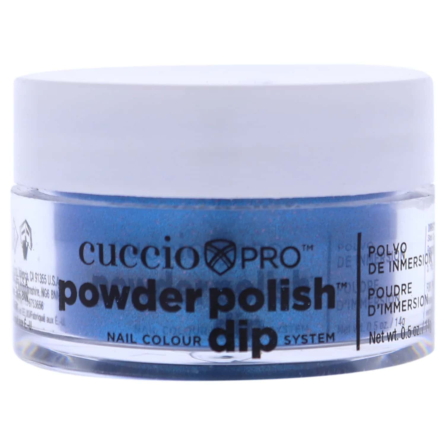 Cuccio Pro Powder Polish - Blue with Pink Glitter 0.5 oz