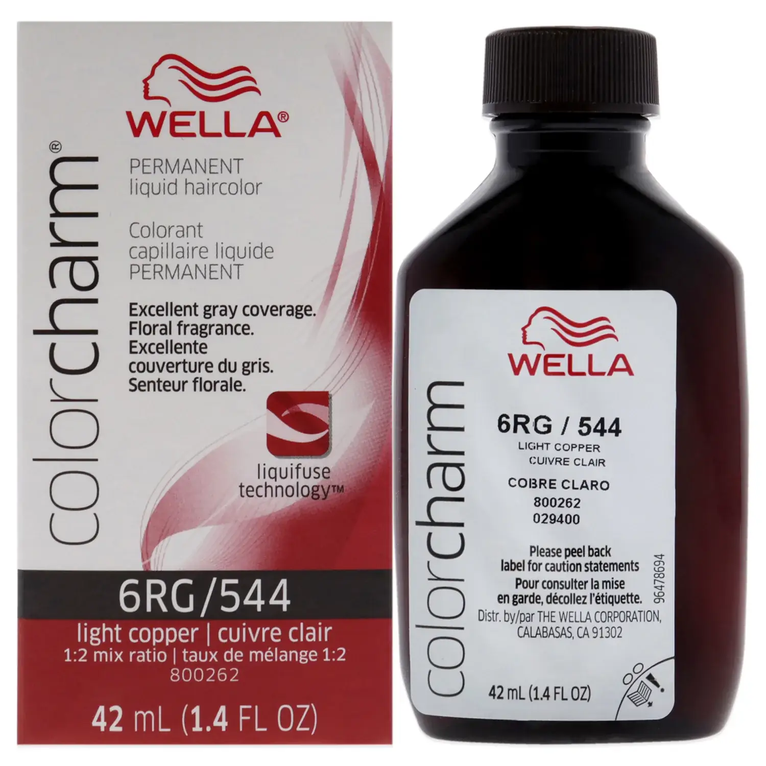 Wella Color Charm Permanent Liquid Hair Color 6RG Light Copper 1.4 oz