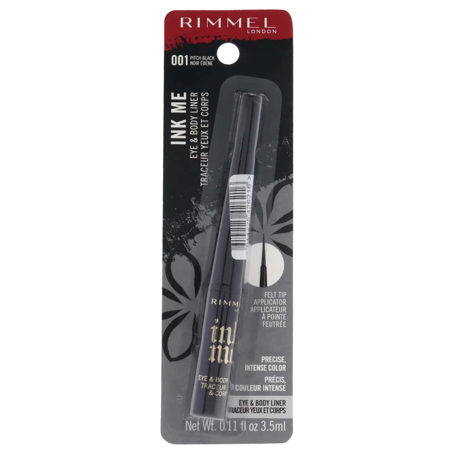 Rimmel London Ink Me Eyes and Body - 001 Pitch Black Eyeliner 0.11 oz