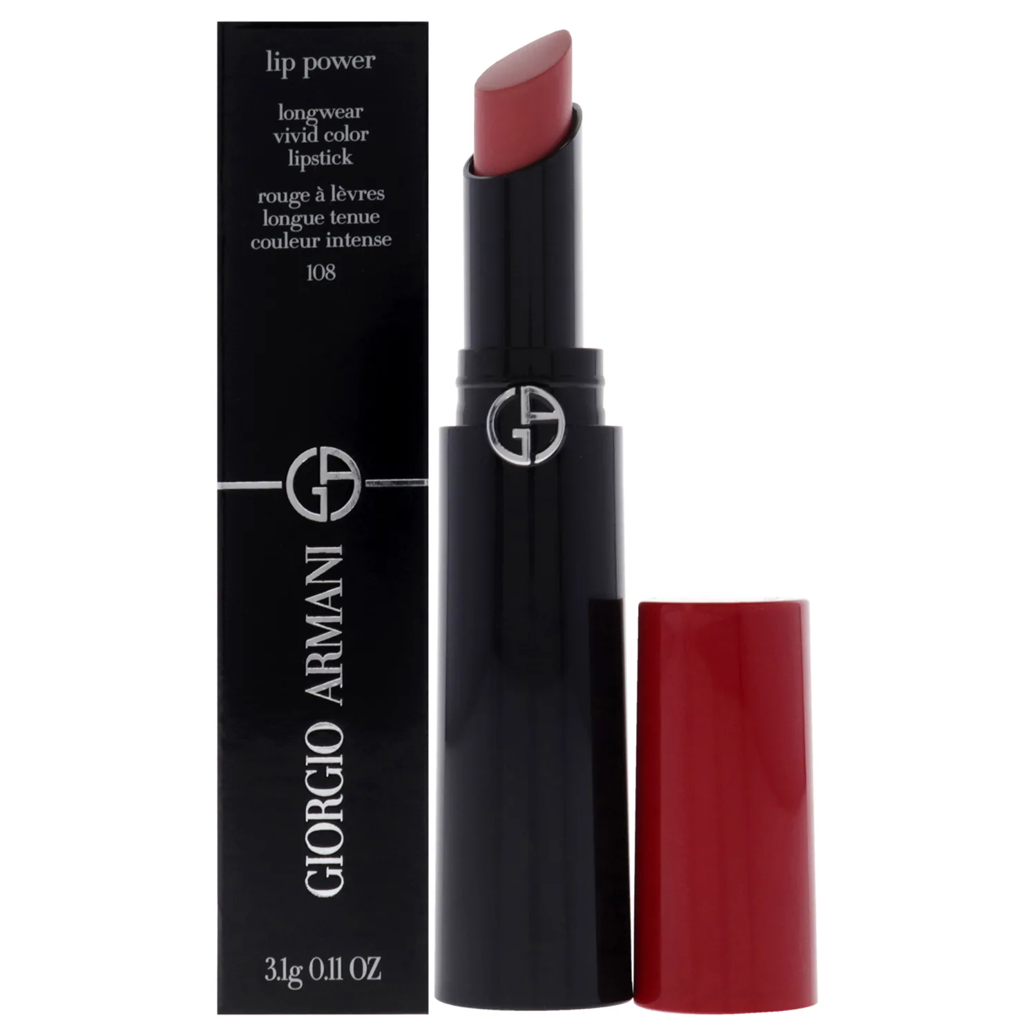 Giorgio Armani Lip Power Longwear Vivid Color - 108 In Love Lipstick 0.11 oz