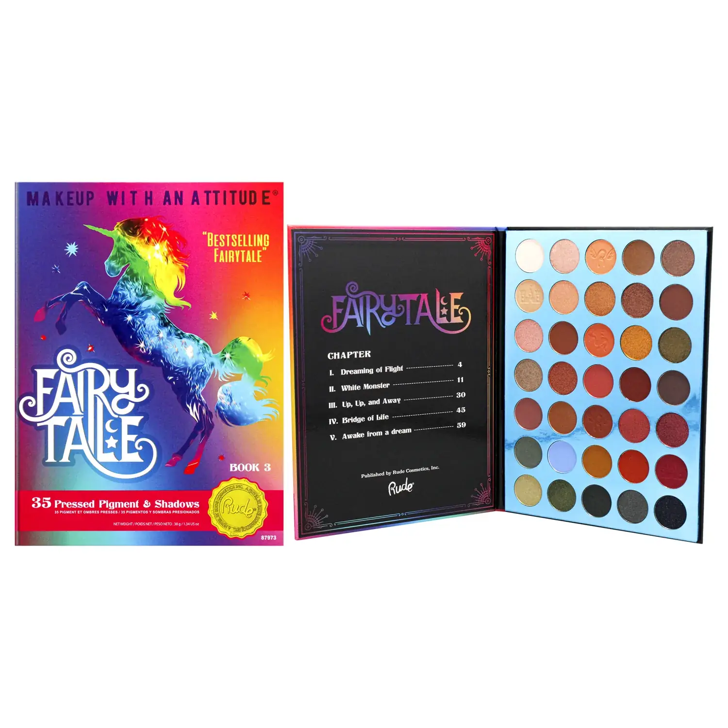 Rude Cosmetics Fairy Tale 35 - Book 3 Eyeshadow Palette 1.34 oz