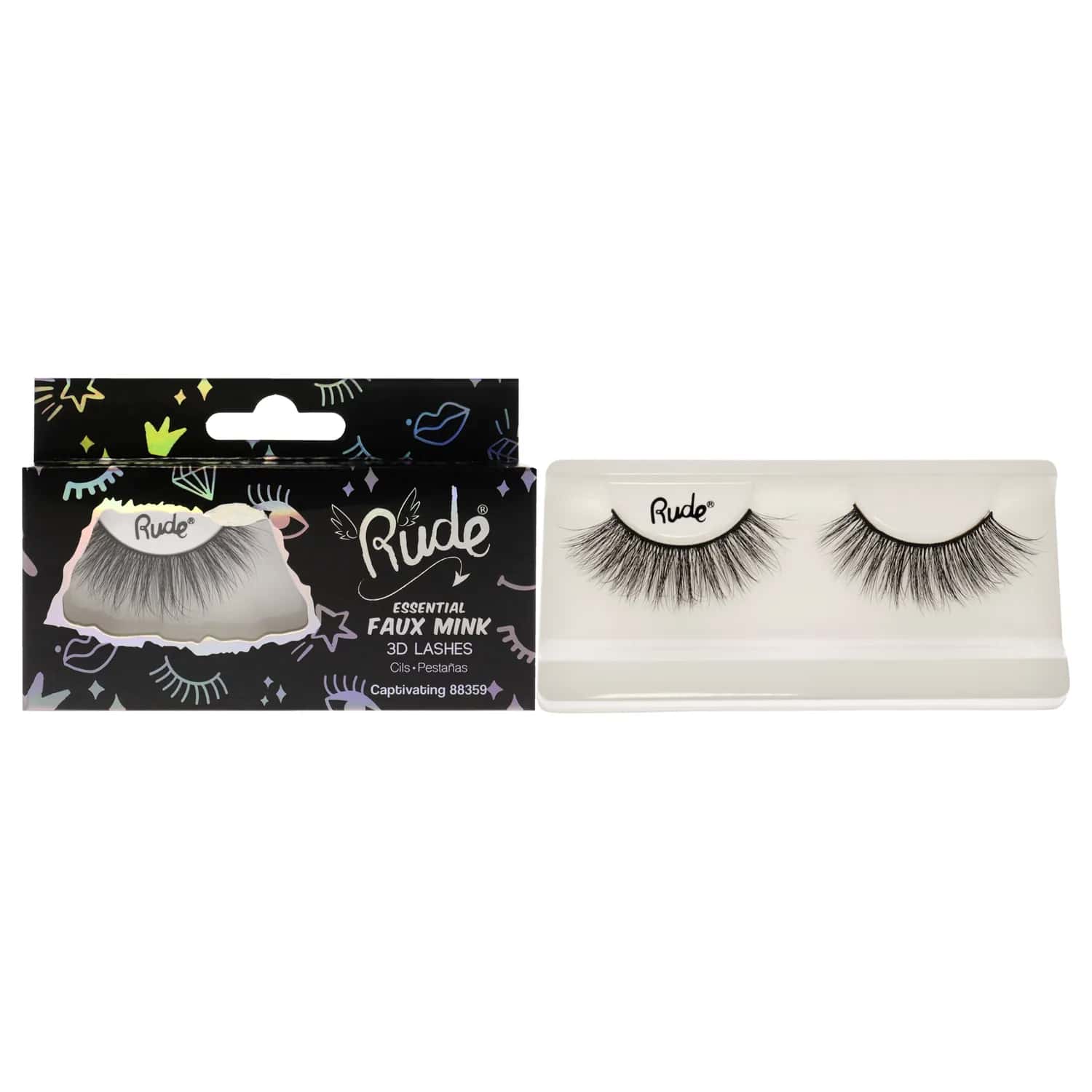 Rude Essential Faux Mink 3D Lashes - Captivating False Eyelashes