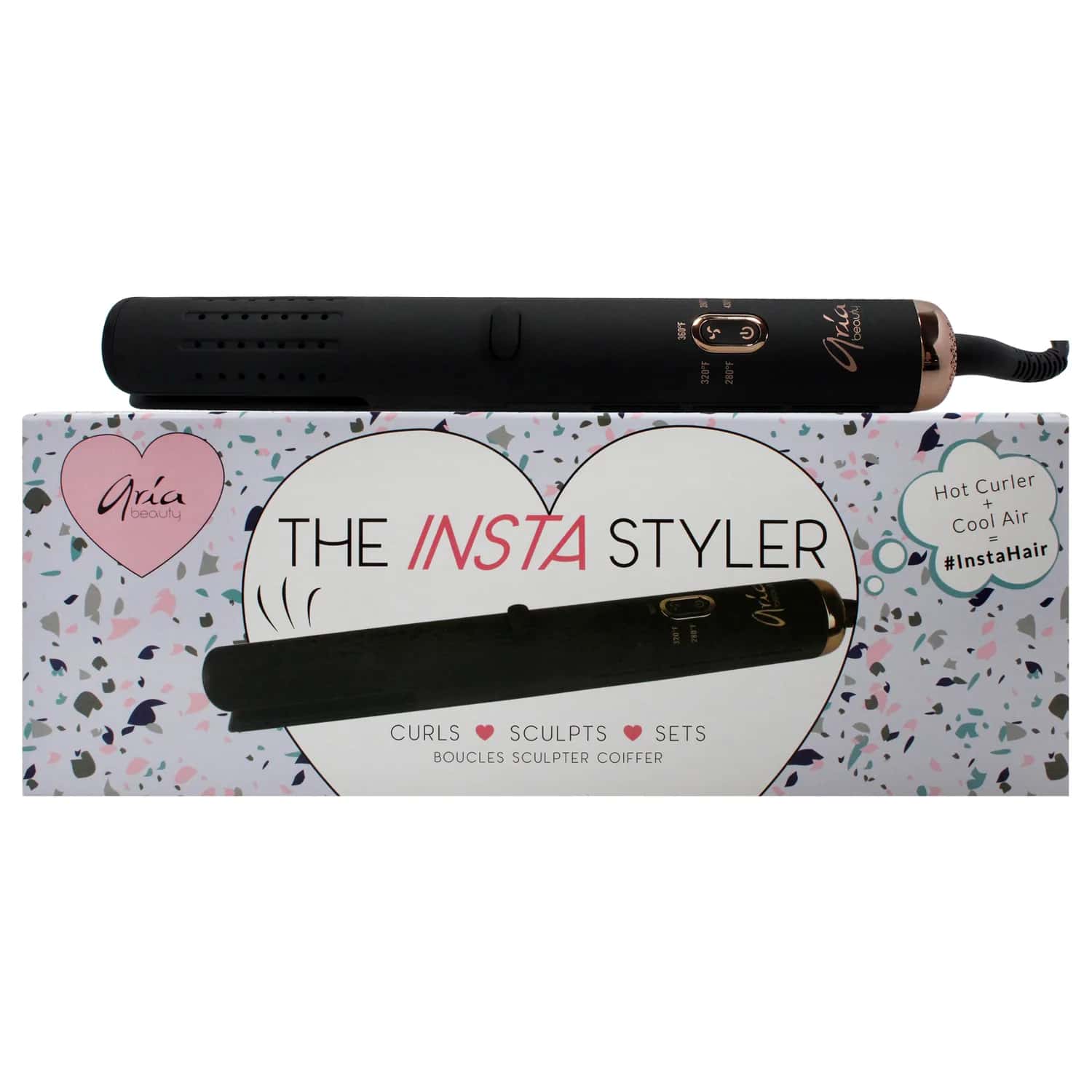 Aria Beauty Insta Styler Ceramic Hair Curler - Black Curling Iron