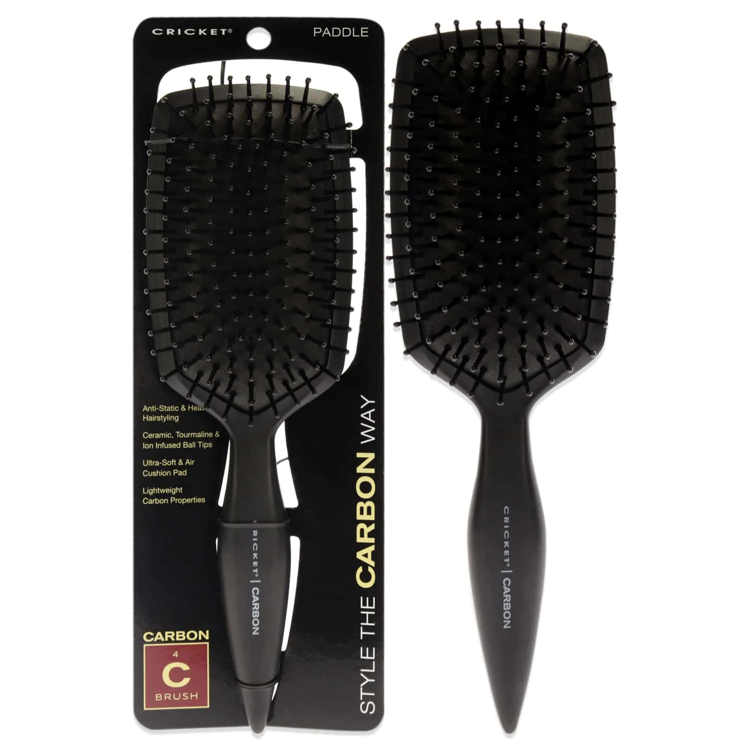 Cricket Carbon Large Wide Paddle Hair Brush for Unisex