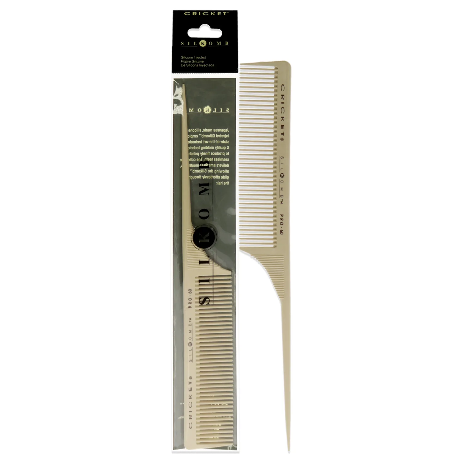 Cricket Silkomb Pro-60 Medium Tooth Rattail Comb for Unisex