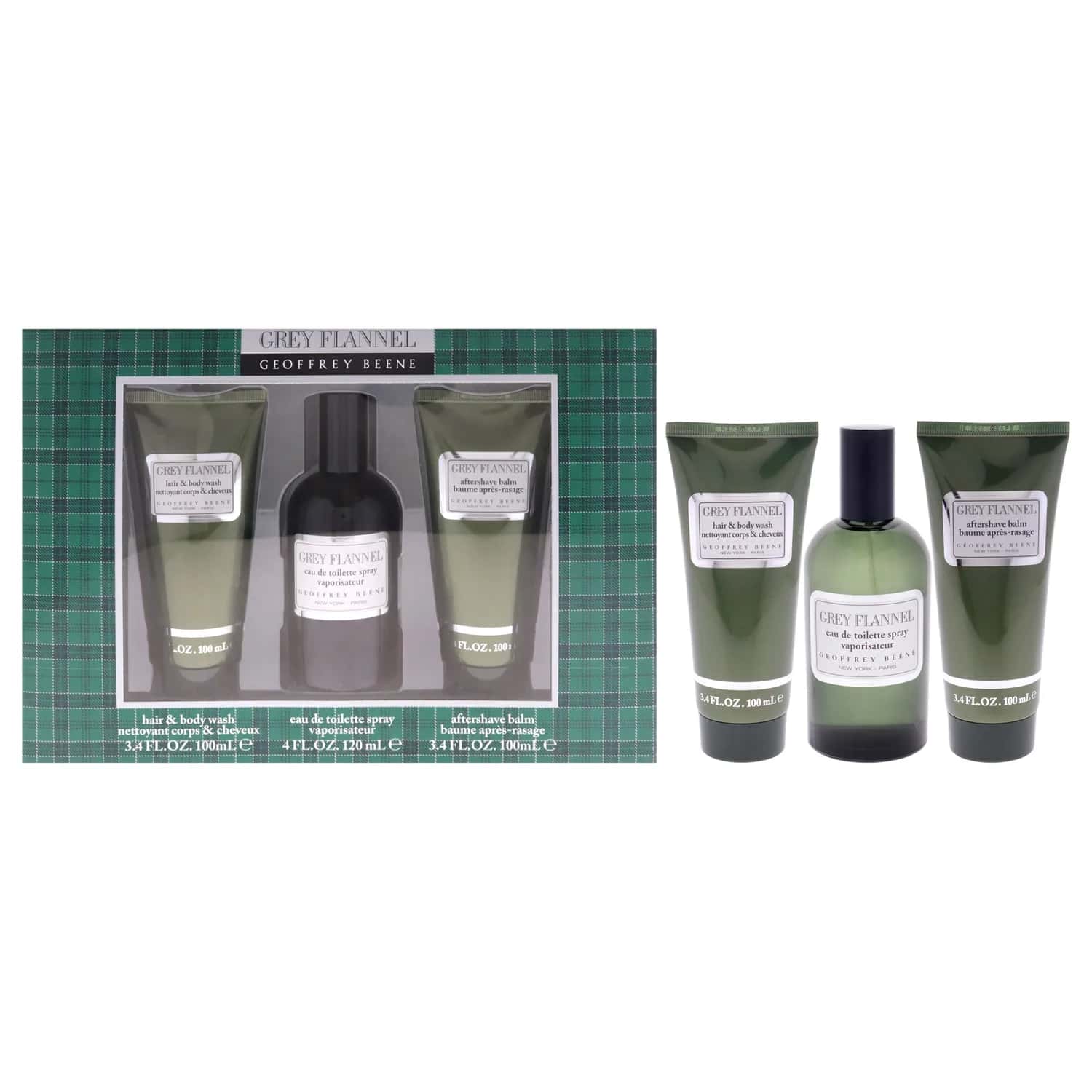 Geoffrey Beene Grey Flannel Gift Set 118ml / 4 oz / 3 pc for Men