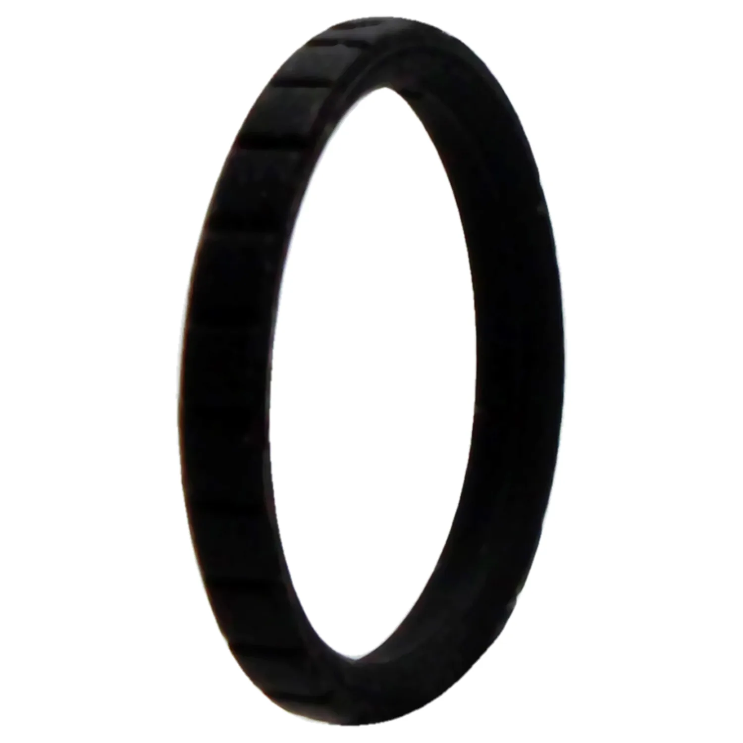 ROQ Silicone Wedding Stackable Lines Ring - Black for Women