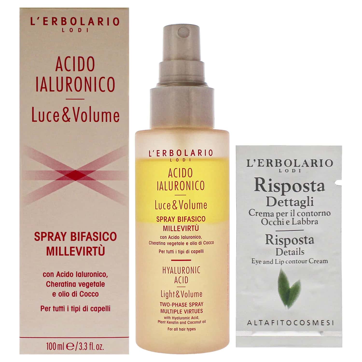 L'Erbolario Hyaluronic Acid Light And Volume Two Phase Hair Spray 98ml / 3.3 oz for Unisex