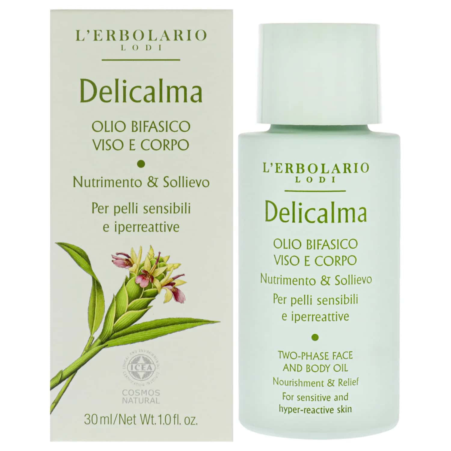 L'Erbolario Delicalma Two-Phase Face And Body Oil 30ml / 1 oz