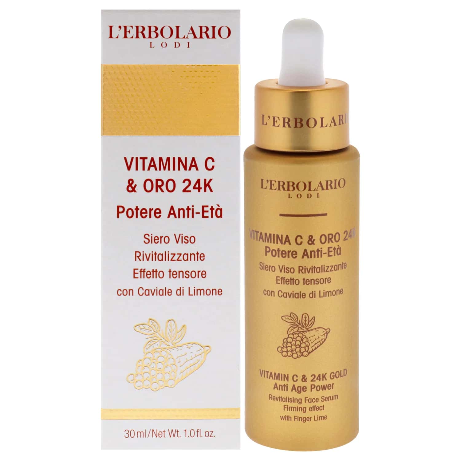 L'Erbolario Vitamin C and 24K Gold Face Serum 30ml / 1 oz