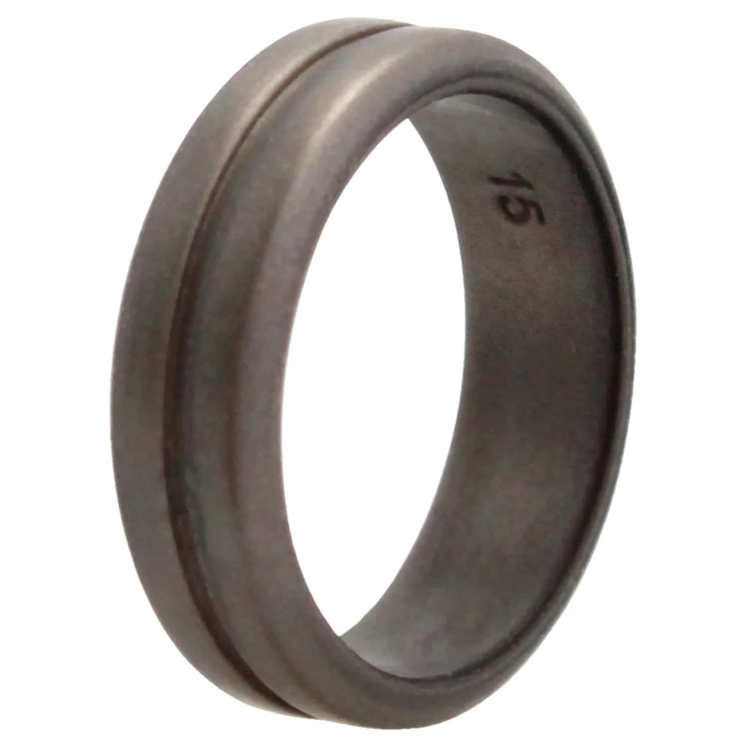 ROQ Silicone Wedding Middle Line Single Ring Silver for Men