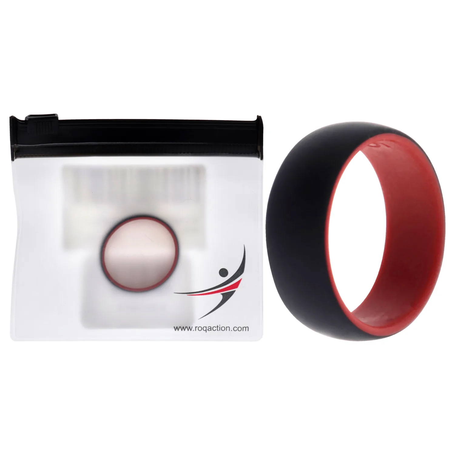 ROQ Silicone Wedding 2Layer Dome Ring - Red-Black for Men