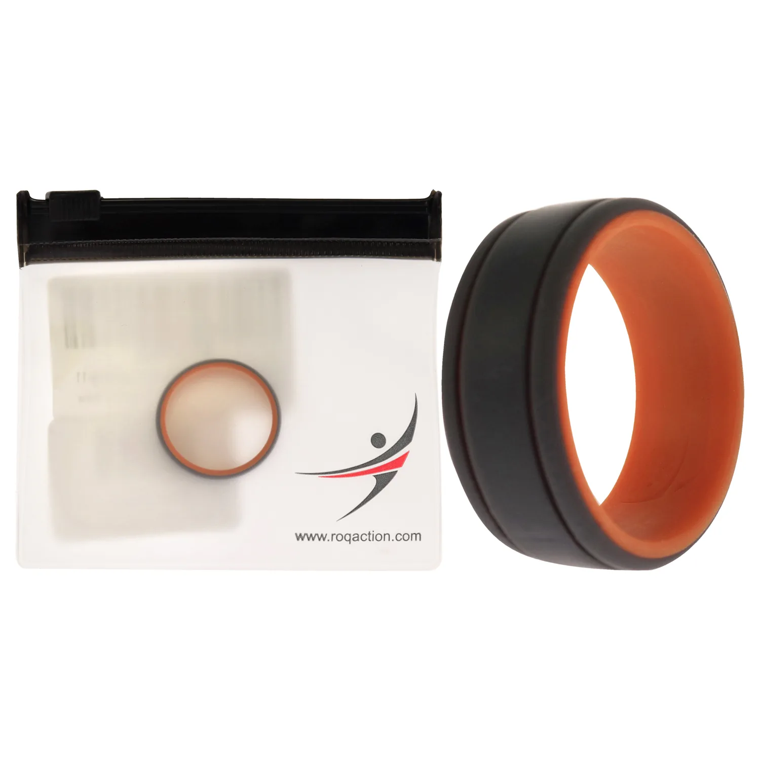ROQ 2 Thin Lines Duo Collection Ring - Orange & Grey for Men