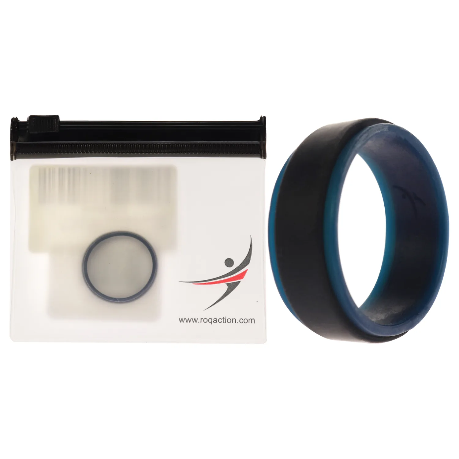 ROQ Silicone Wedding Ring Step Edge Duo - Dark Blue & Black - Size 11 for Men