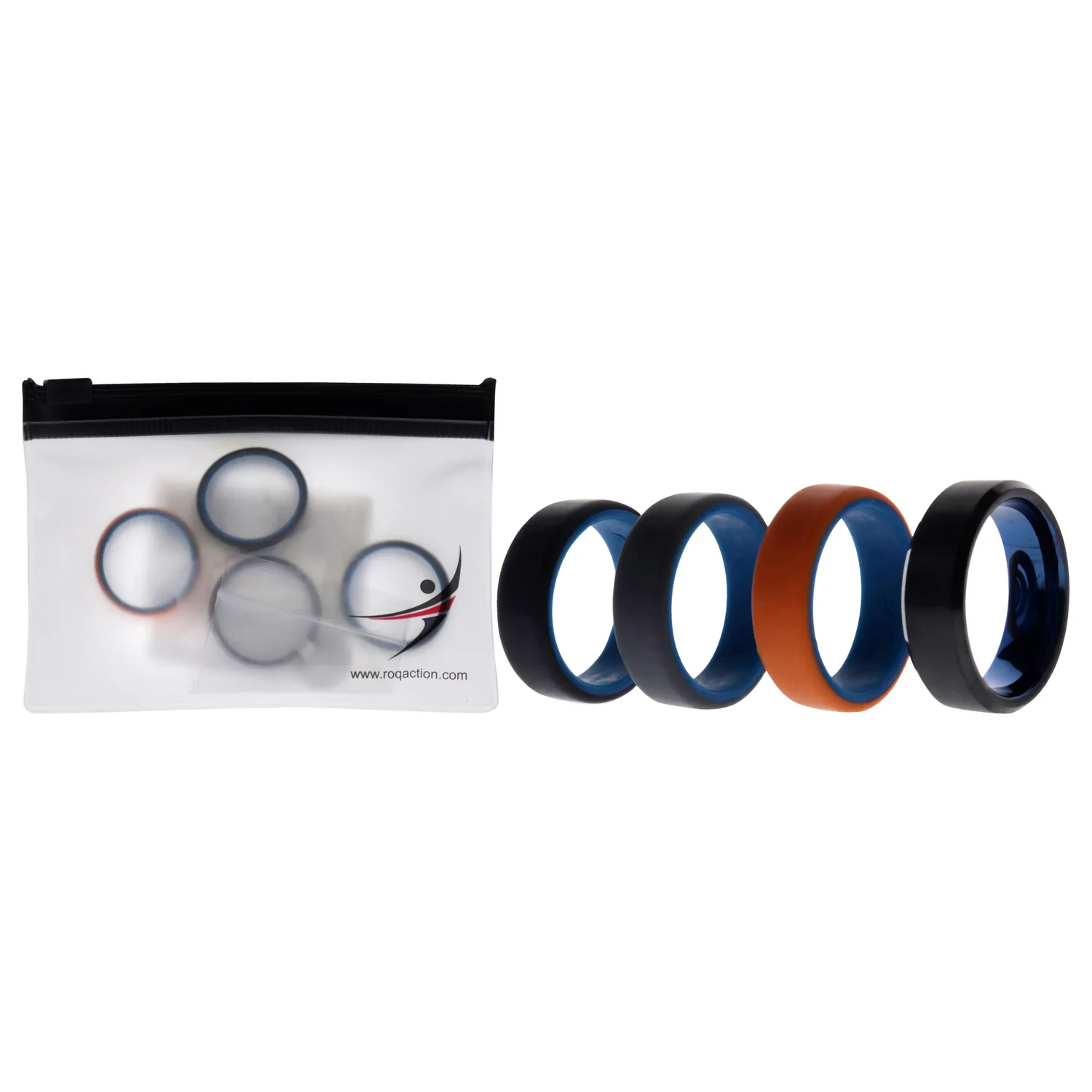 ROQ Silicone Wedding Twin Beveled Ring Set for Men