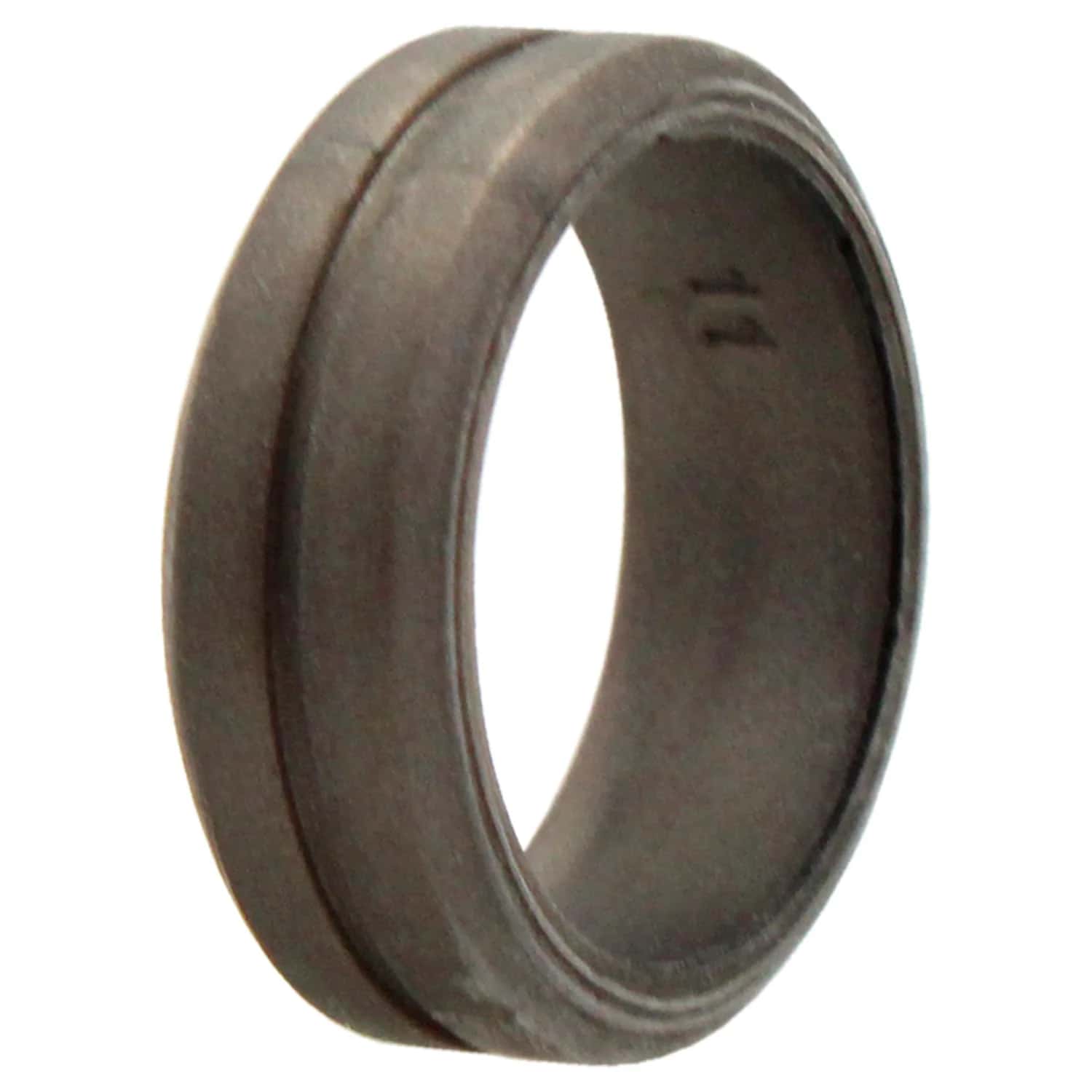 ROQ Silicone Wedding Middle Line Ring - Beveled Metallic Platinum for