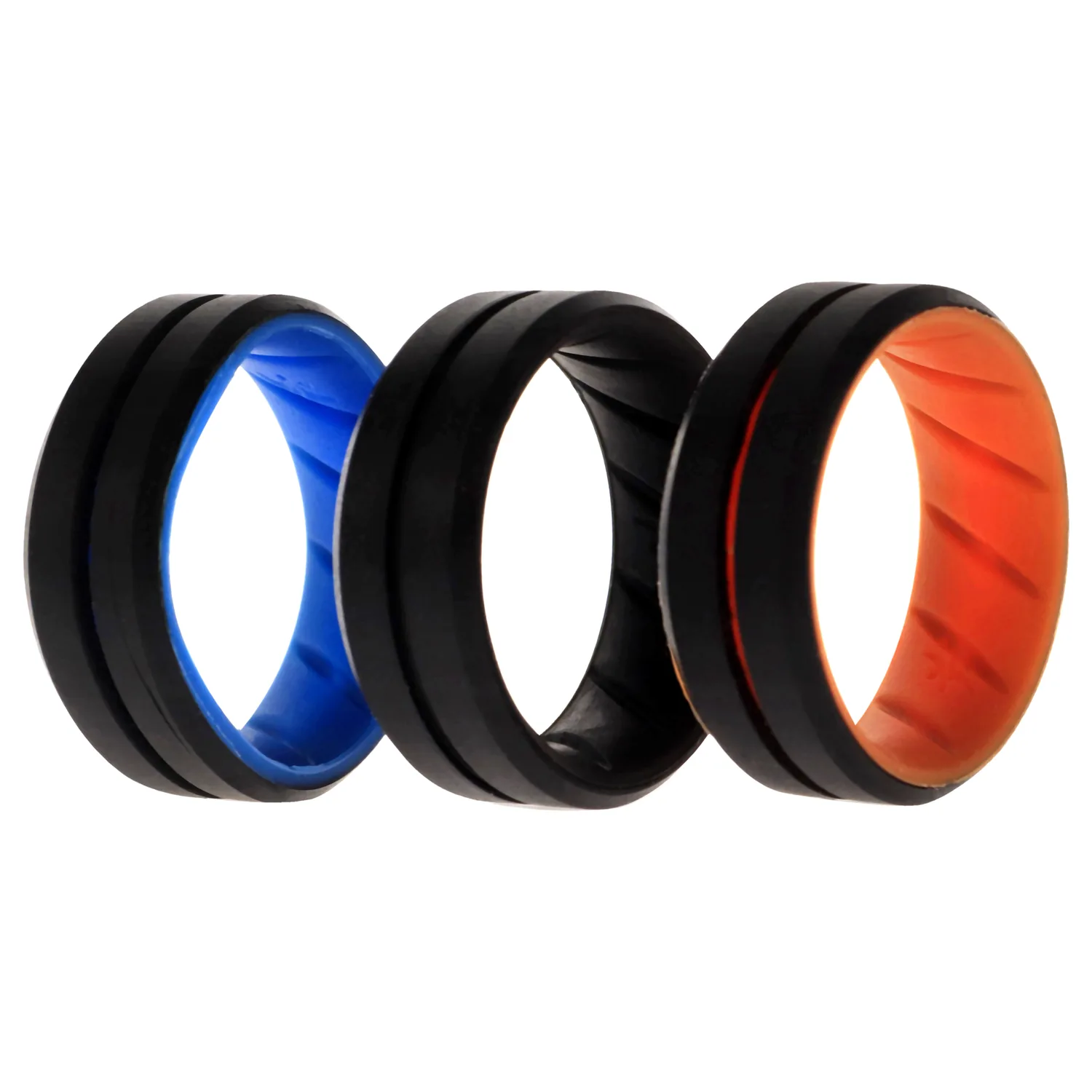 ROQ Silicone Wedding BR Middle Line Ring Set - Multicolor for Men