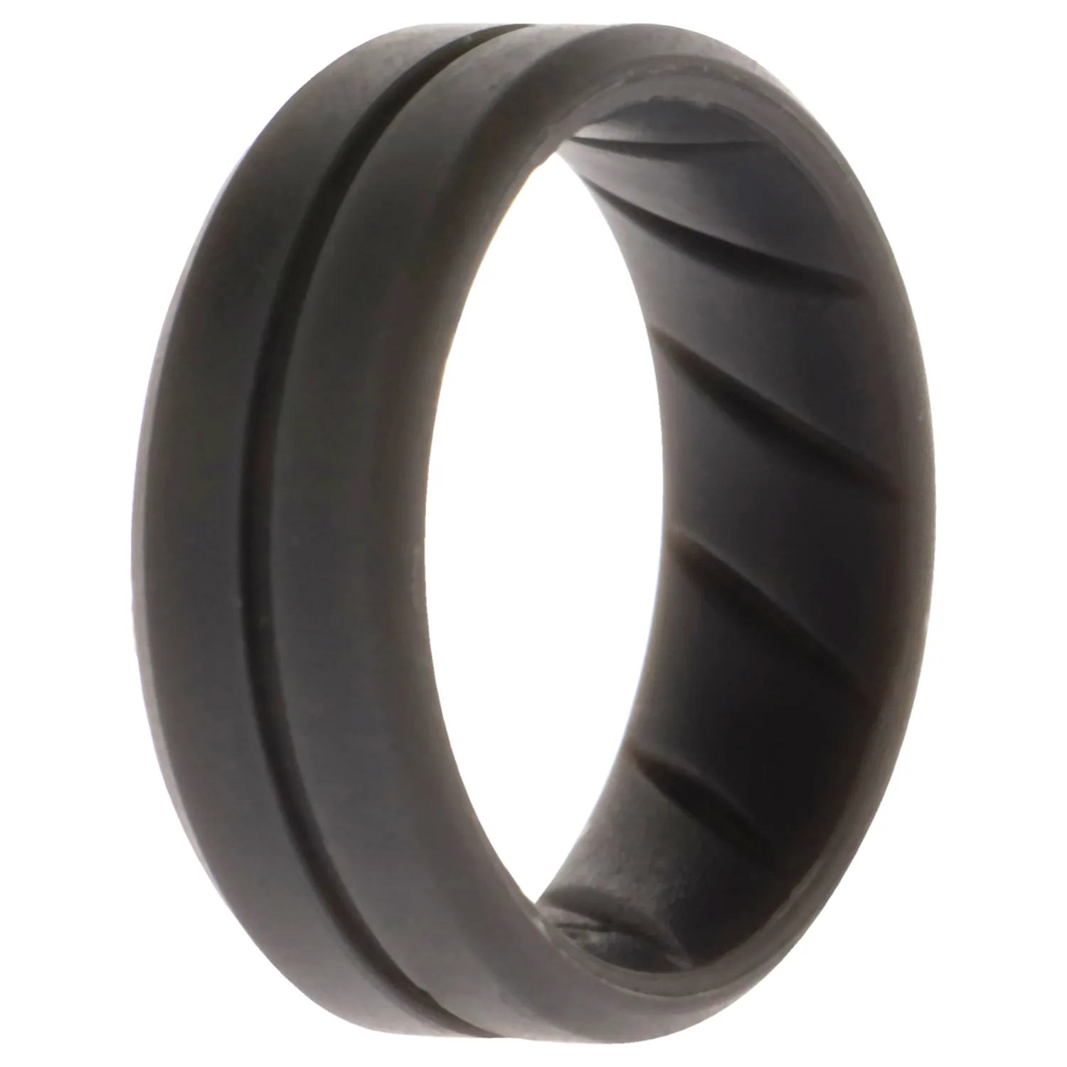 ROQ Silicone Wedding BR Middle Line Ring - Basic-Grey for Men