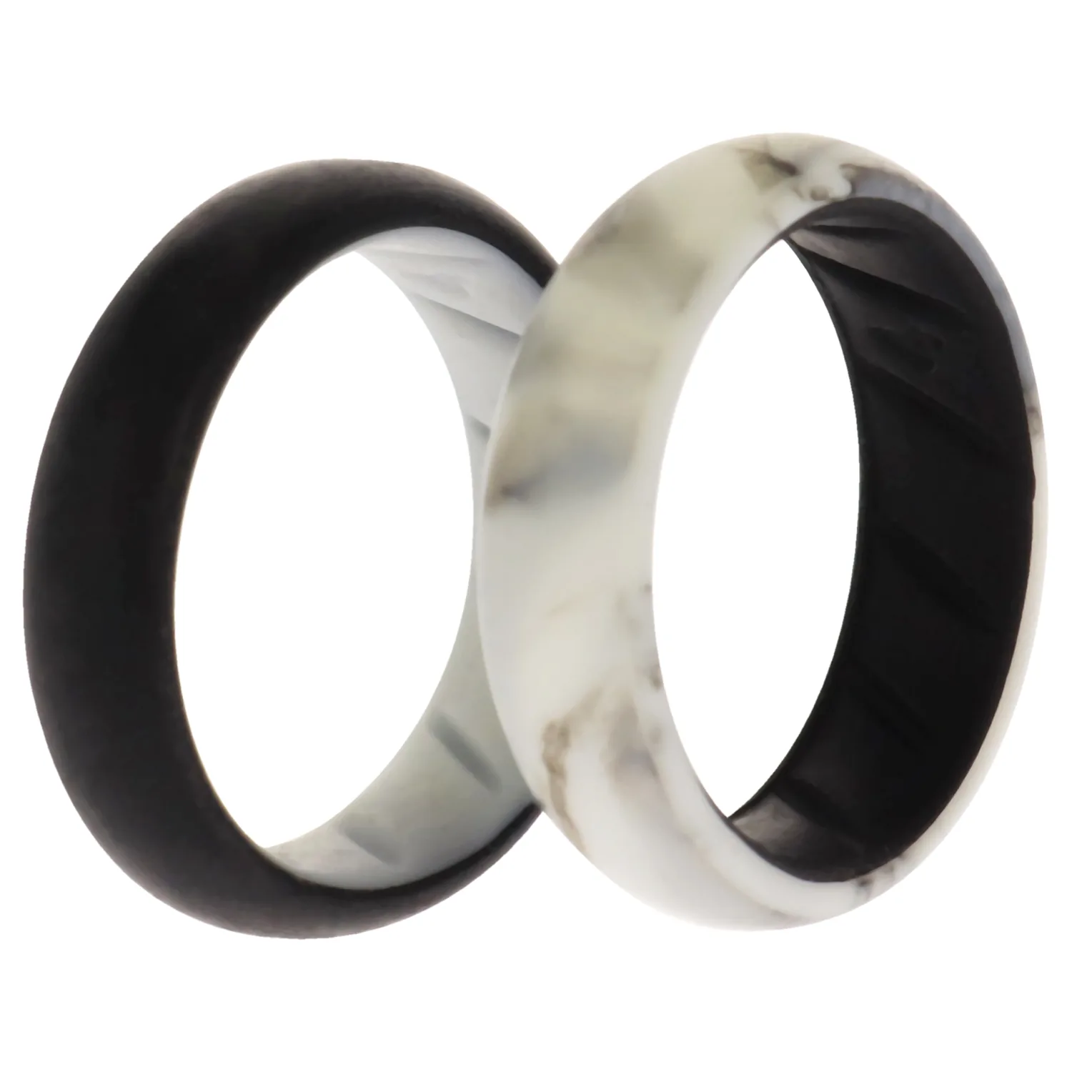 ROQ Silicone Wedding BR Solid Ring Set - Black-Marble for Women