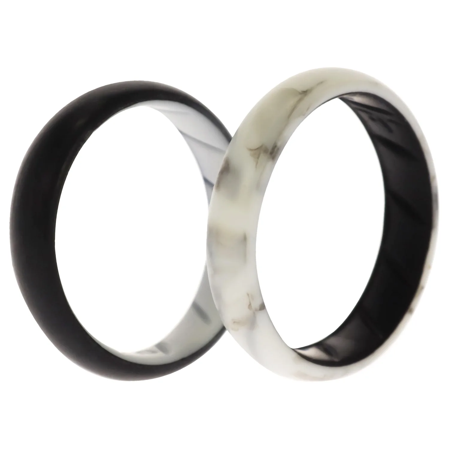 ROQ Silicone Wedding BR Solid Ring Set - Black-Marble - 2 x 11 mm for