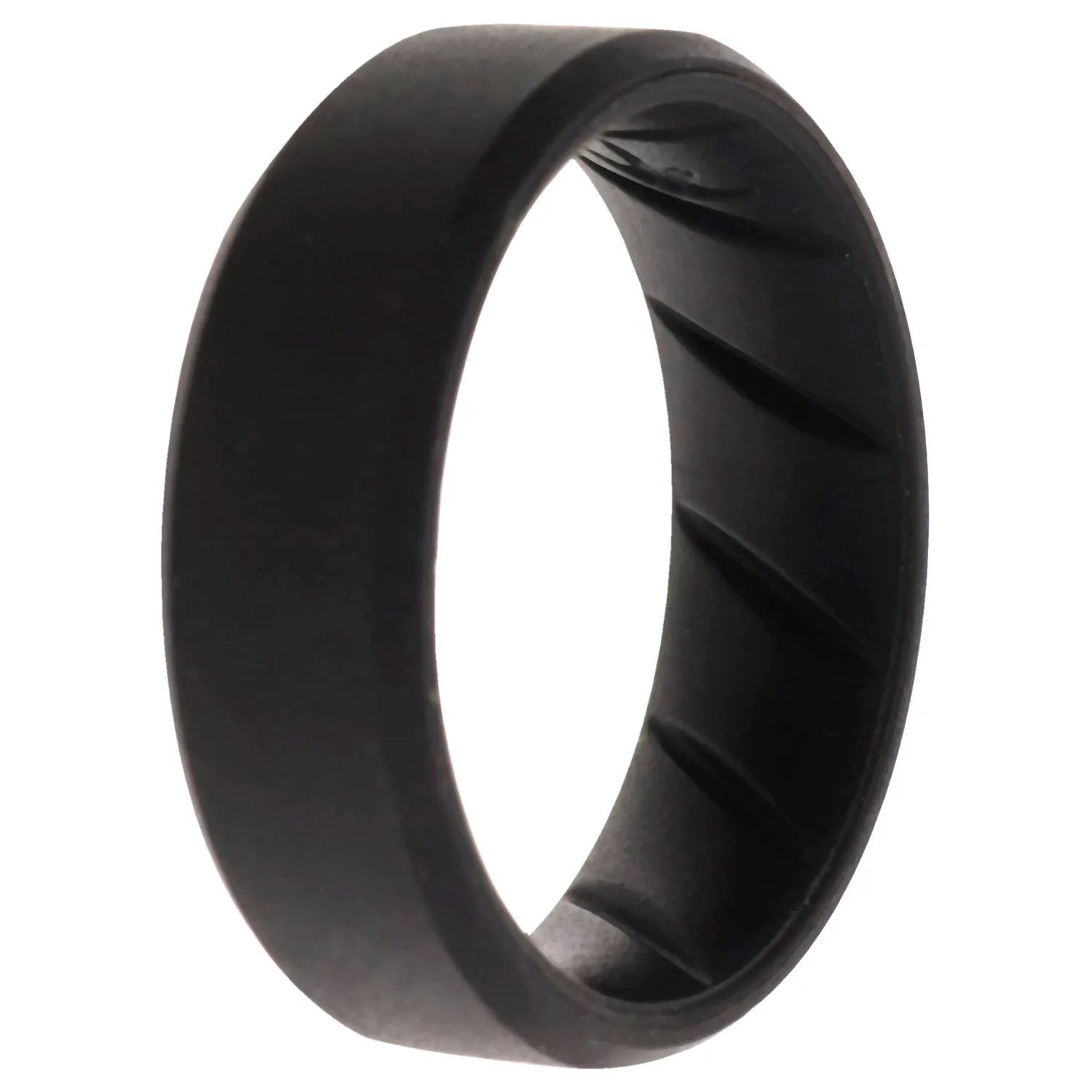 ROQ Silicone Wedding BR 8mm Edge Ring - Basic-Black - 12 mm Ring for Men