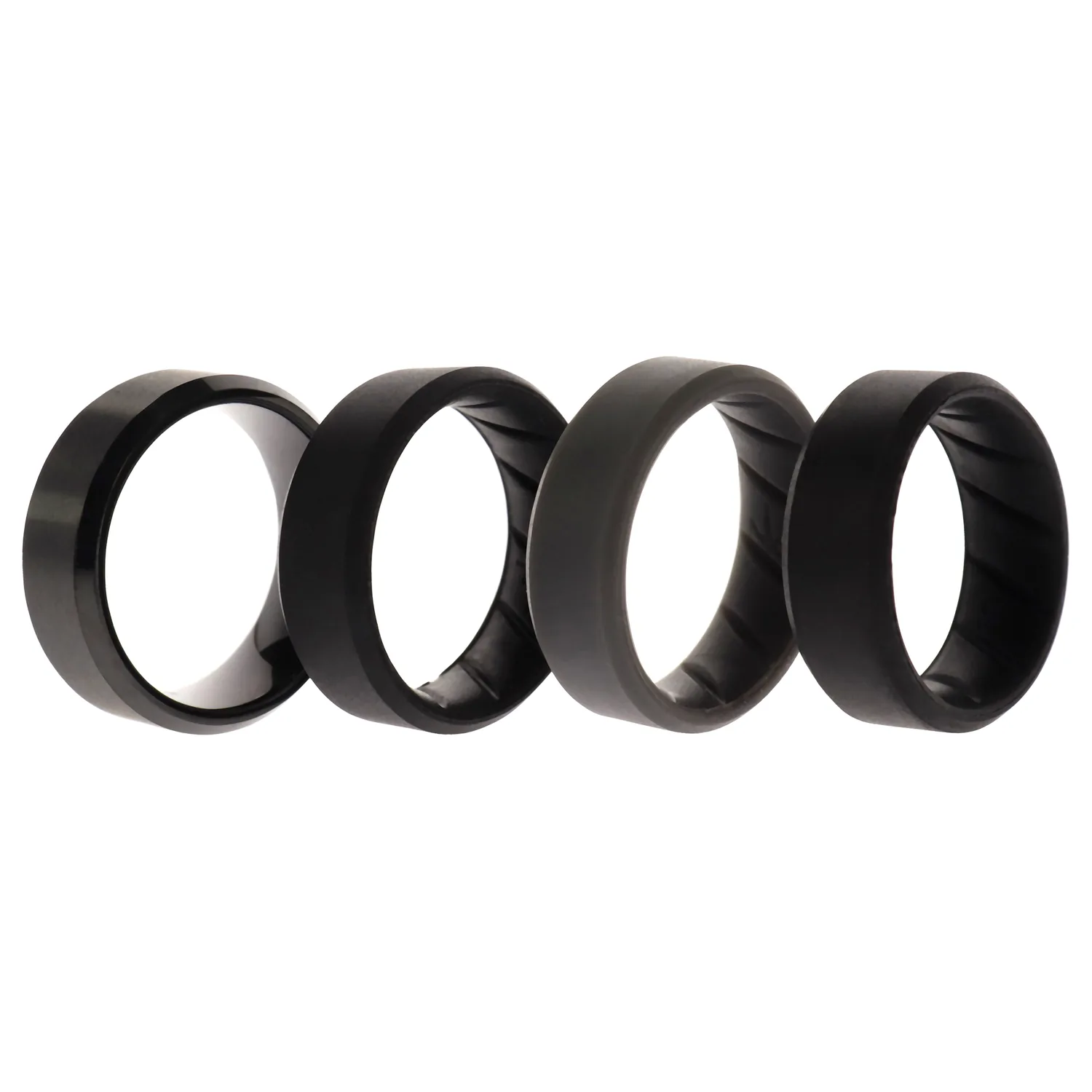 ROQ Tungsten Carbide Wedding Band Ring and Set of 3 Silicone Rings for
