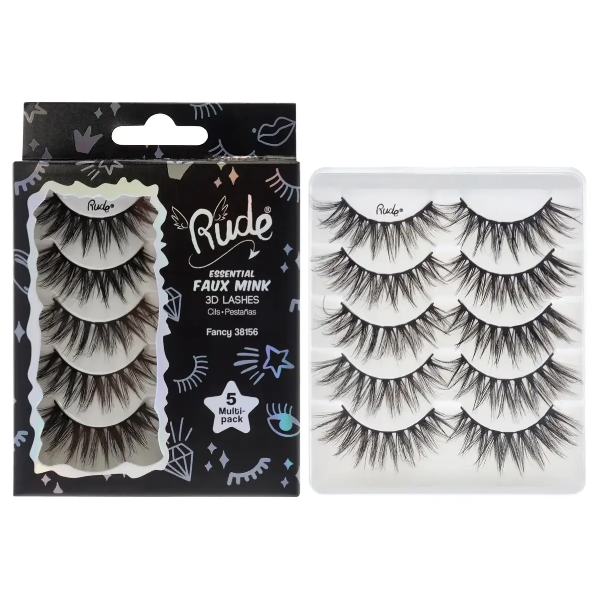 Rude Cosmetics Essential Faux Mink 3D Lashes - Fancy False Eyelashes