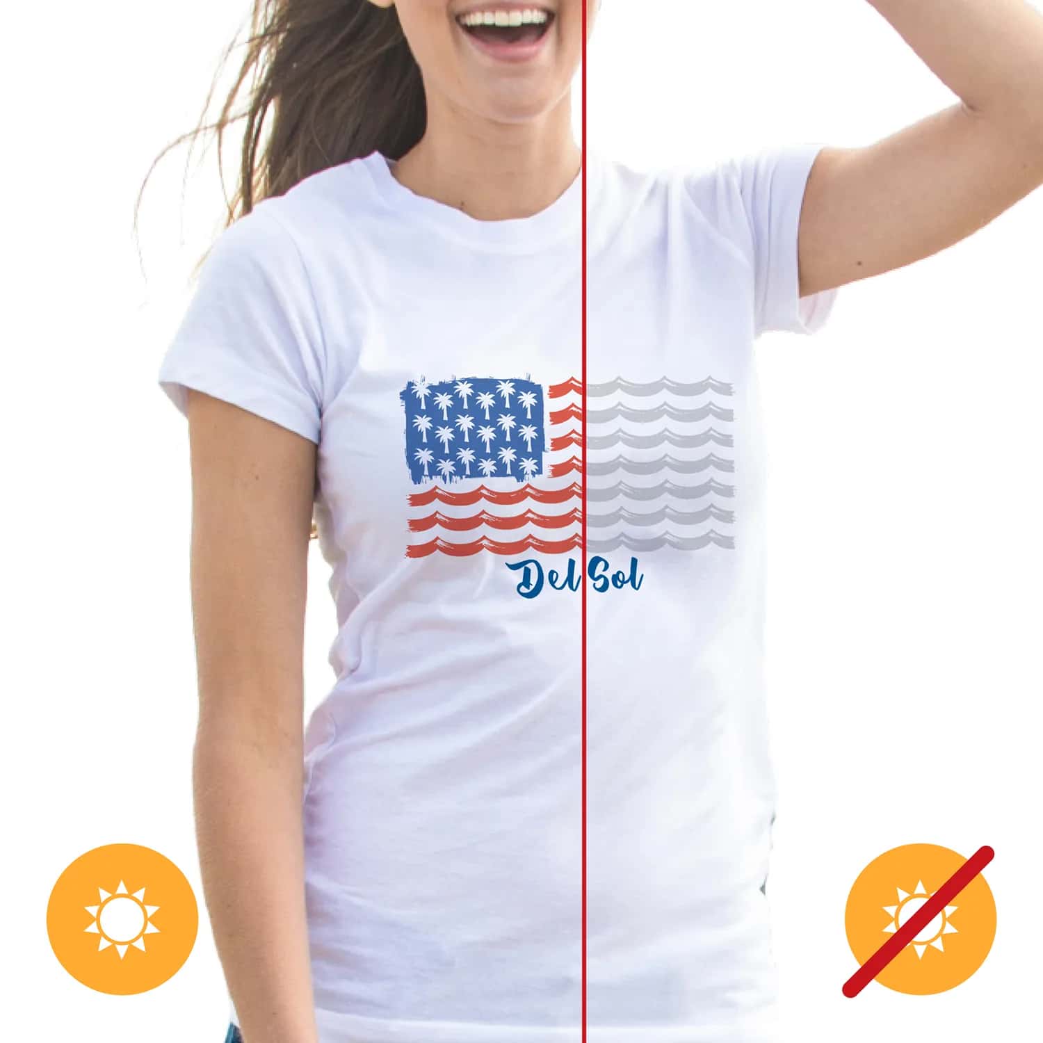 DelSol Color Changing Crew Tee - Tropical Americana