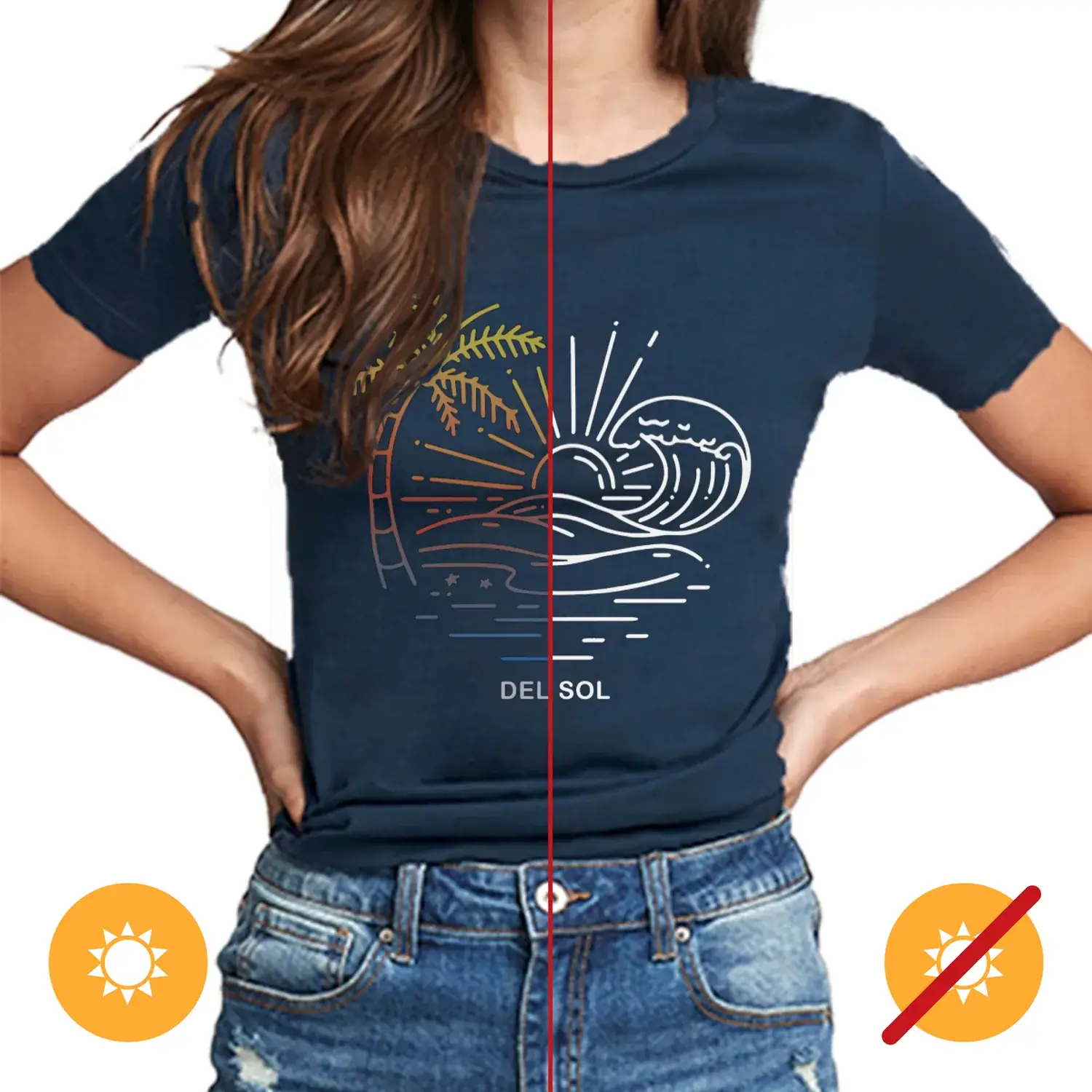 Del Sol Color Changing Crew Tee - Sunny Beach - Indigo for Men