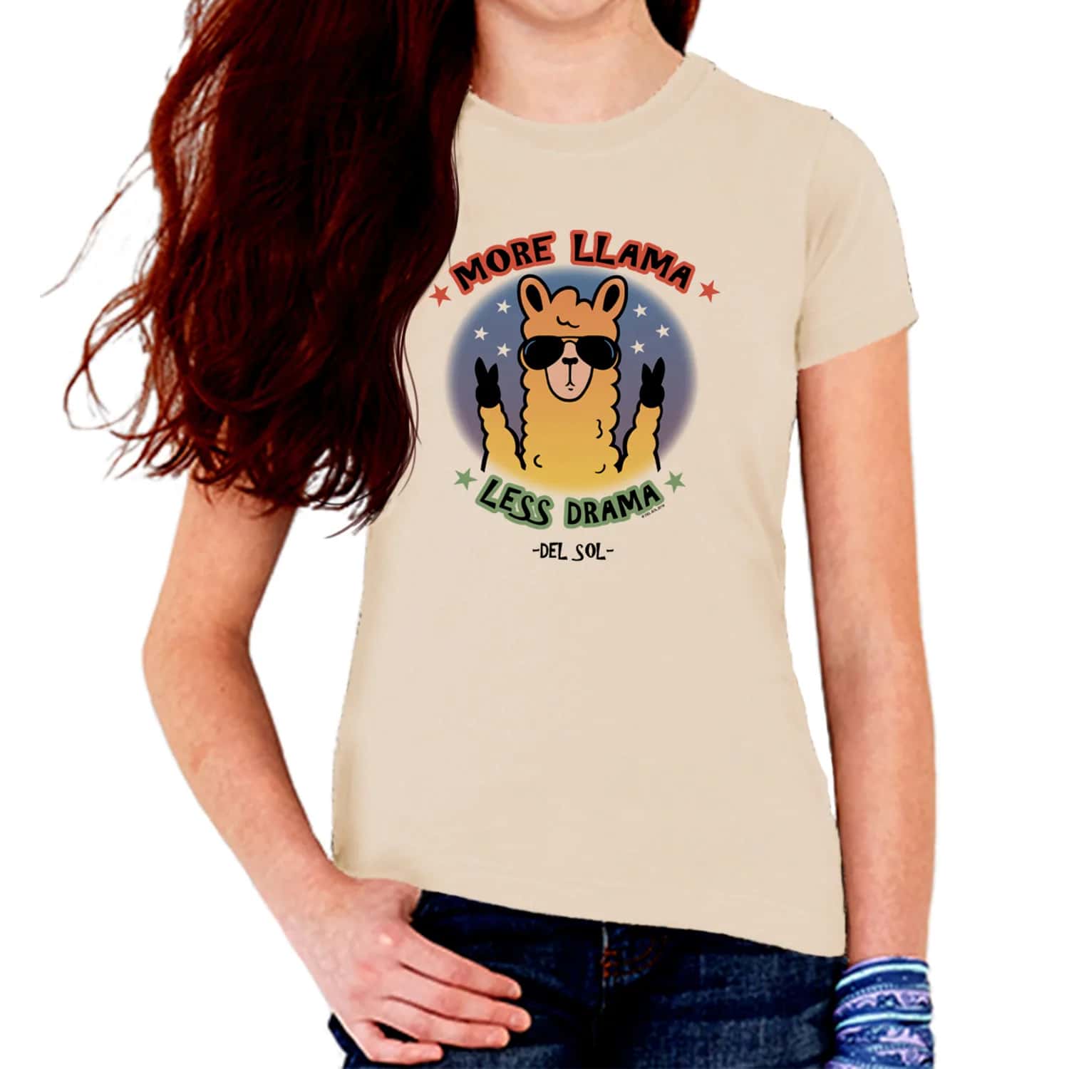 Del Sol Color Changing Crew Tee - More Llama Natural for Women