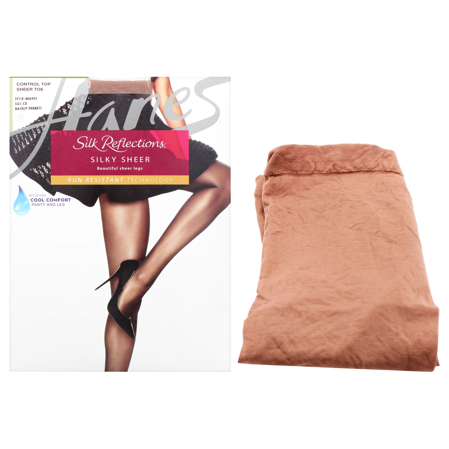 Hanes Silk Reflections Silky Sheer Control Top Sheer Toe - Barely There for Women