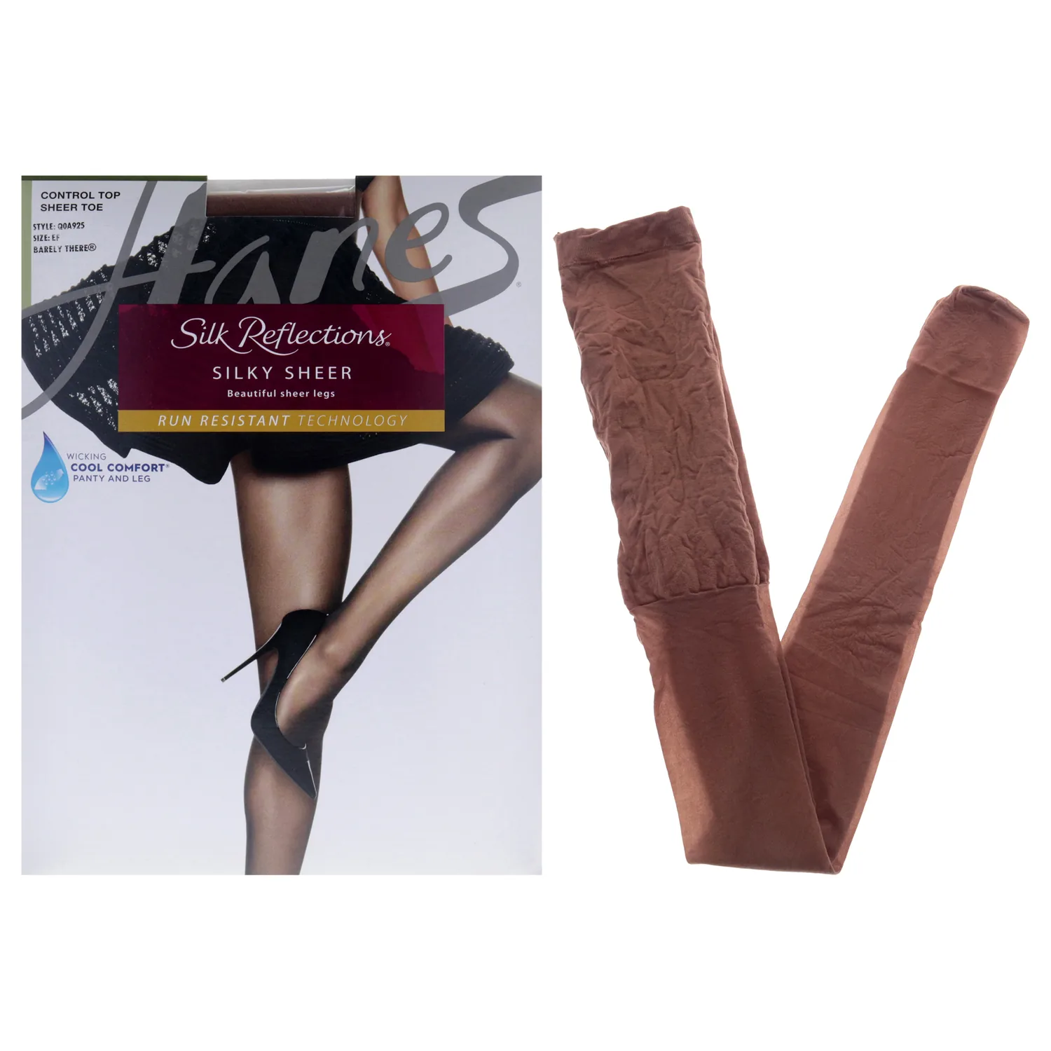 Hanes Silk Reflections Lasting Sheer Control Top Pantyhose Barely There EF for Women