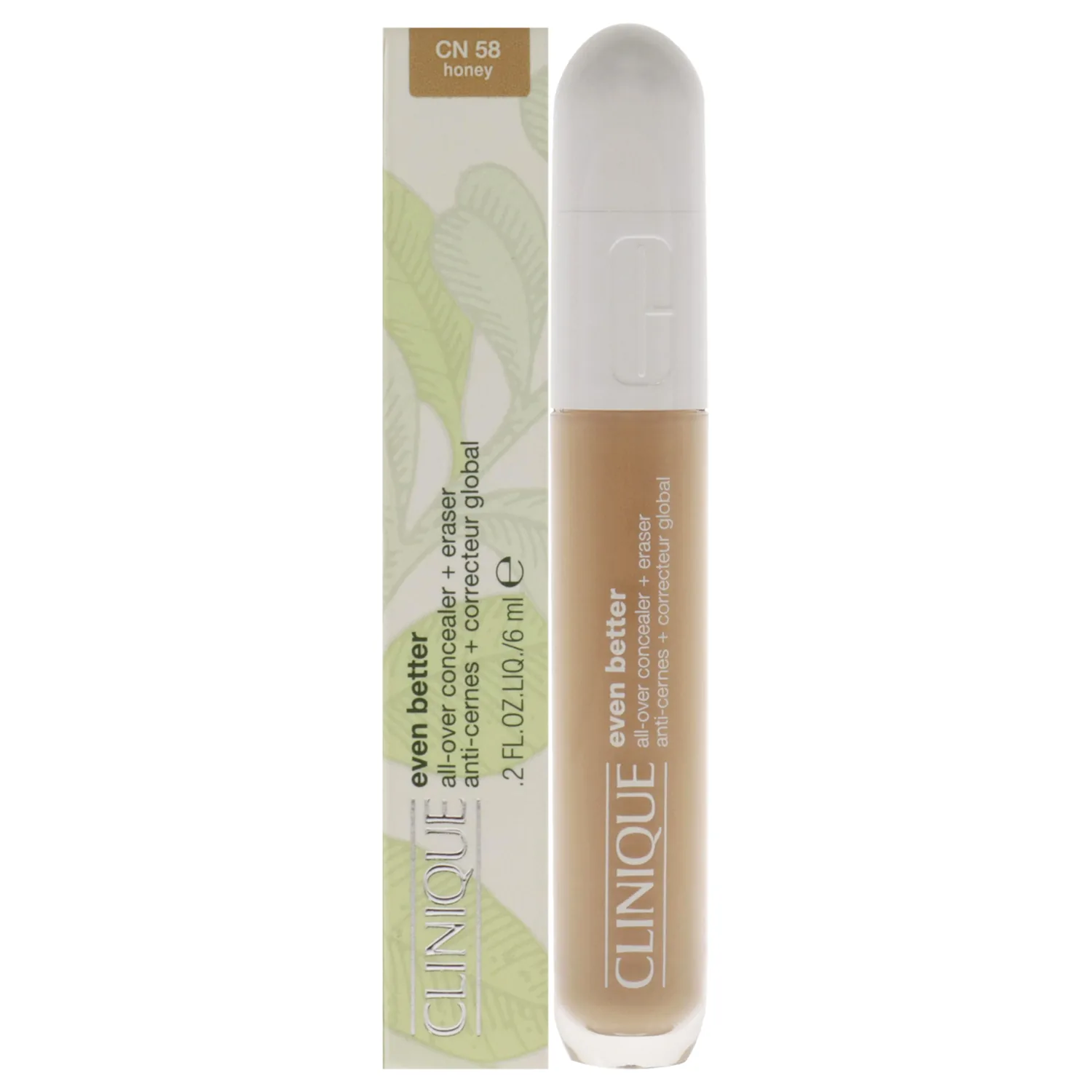 Clinique Even Better All-Over Full Coverage Concealer + Eraser For Dark Circles | Hydrating, Brightening + Depuffing, Honey, 0.2 Fl Oz