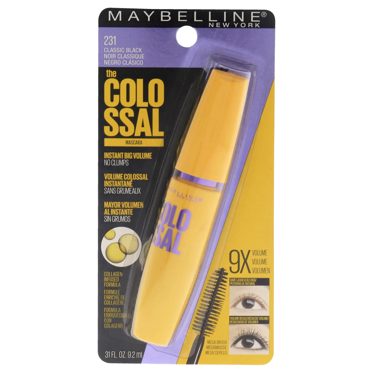 Maybelline New York the Colossal Volum' Express Mascara, Classic Black 231, 6 Ea, 0.31 Ounce
