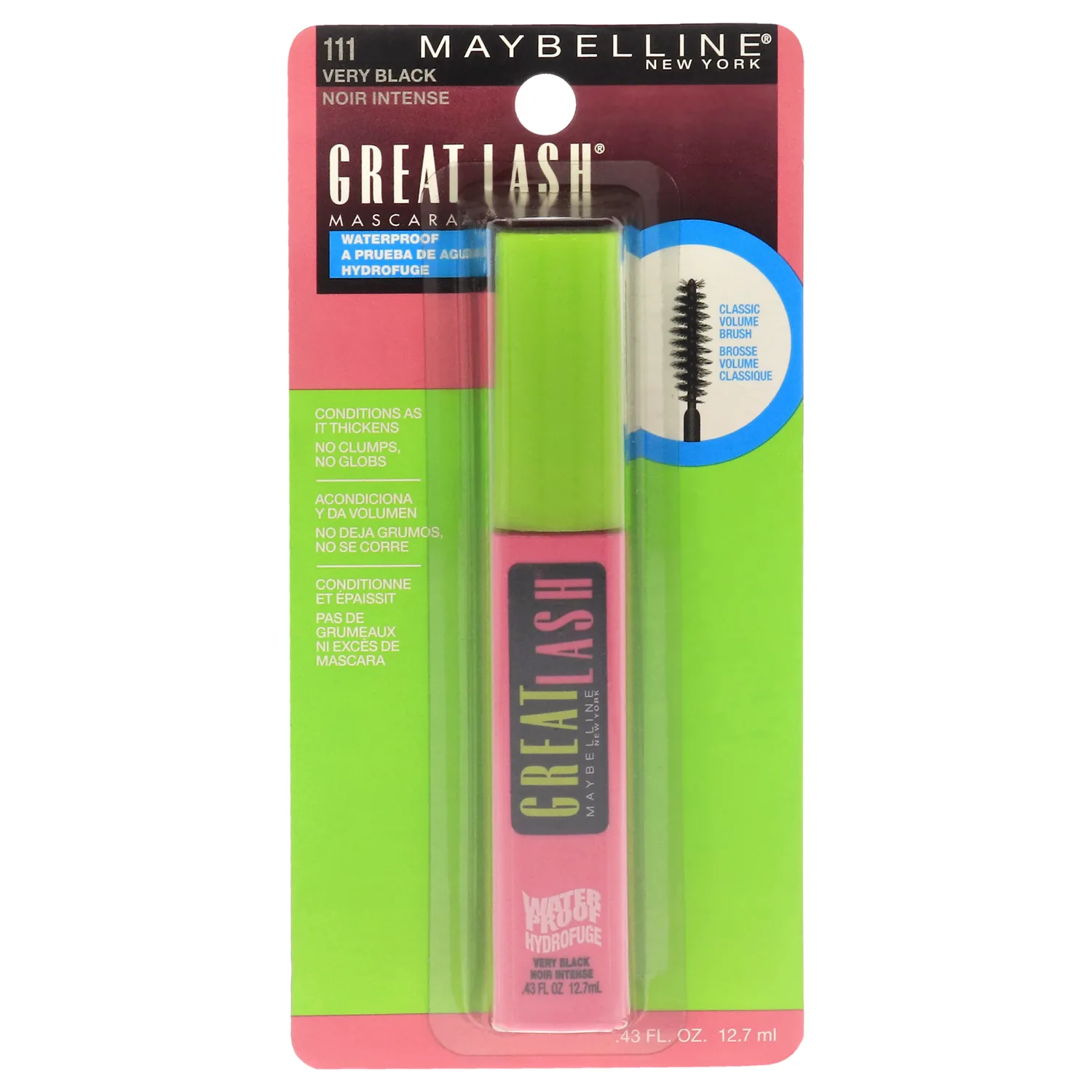 Maybelline Great Lash Waterproof Mascara - 111 Very Black 0.43 oz