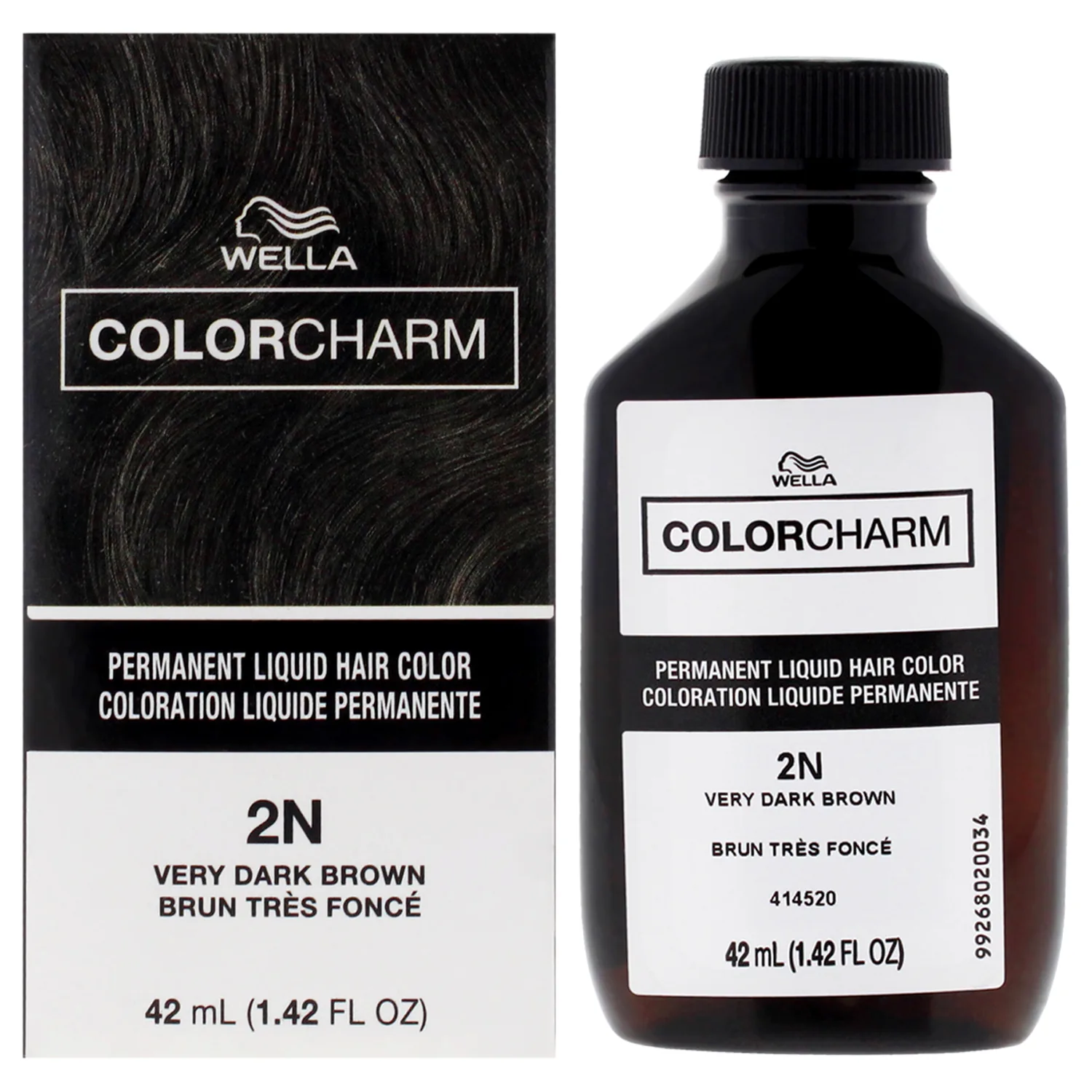 COLORCHARM Permanent Liquid Hair Color for Gray Coverage| 2N Very Dark Brown| 1.4 Fl Oz