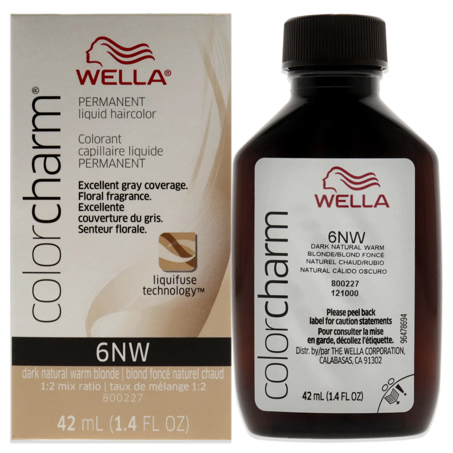 Wella Color Charm Permanent Liquid Hair Color 6NW Dark Natural Warm Blonde 1.42 oz