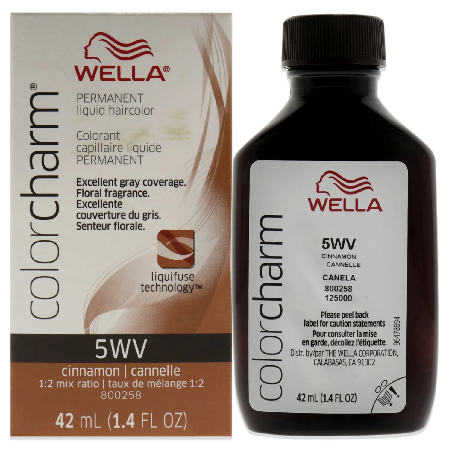 COLORCHARM Permanent Liquid Hair Color for Gray Coverage| 005WV Cinnamon|| 1.4 Fl Oz