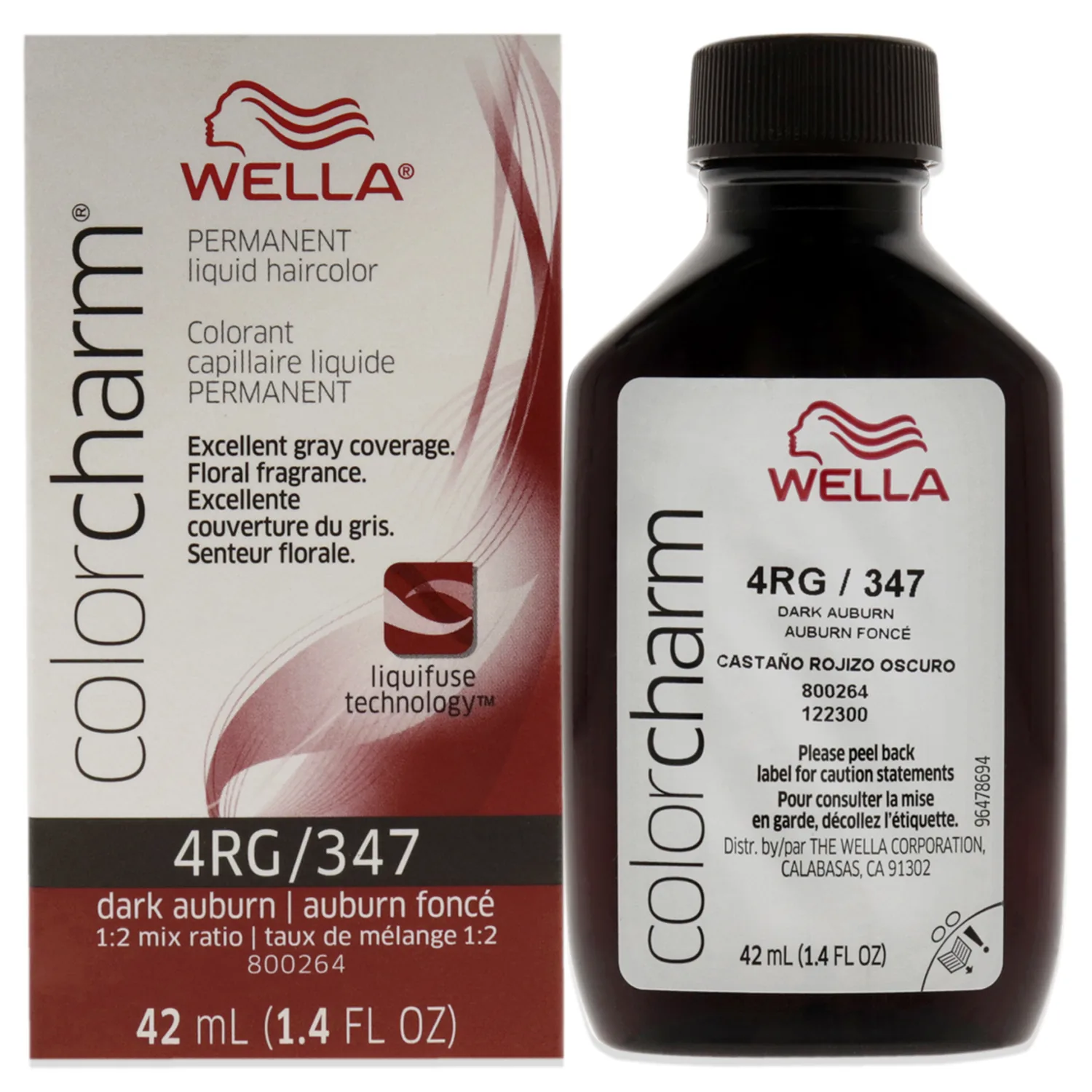 COLORCHARM Permanent Liquid Hair Color for Gray Coverage| 4RG Dark Auburn | 1.4 Fl Oz