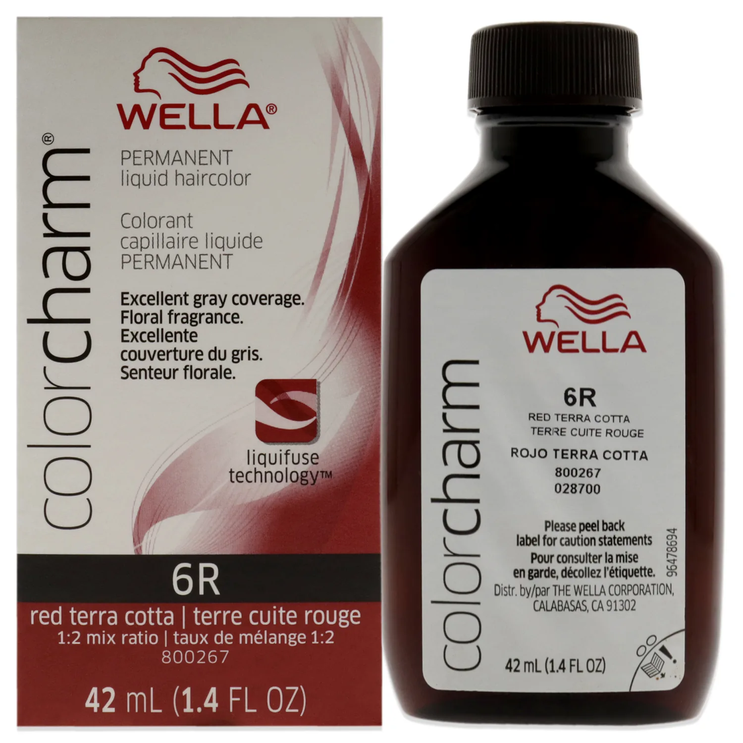 COLORCHARM Permanent Liquid Hair Color for Gray Coverage | 6R Red Terra Cotta| 1.4 Fl Oz