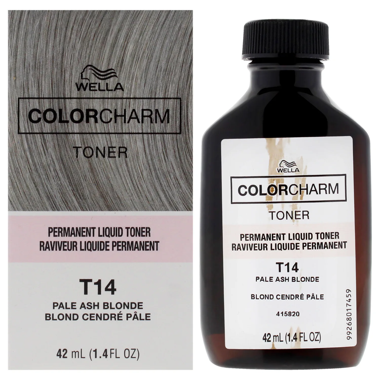 COLORCHARM Permanent Liquid Toners | Neutralize Brass | Free of Parabens | Vegan | T14 Pale Ash Blonde | 1.4 Fl Oz