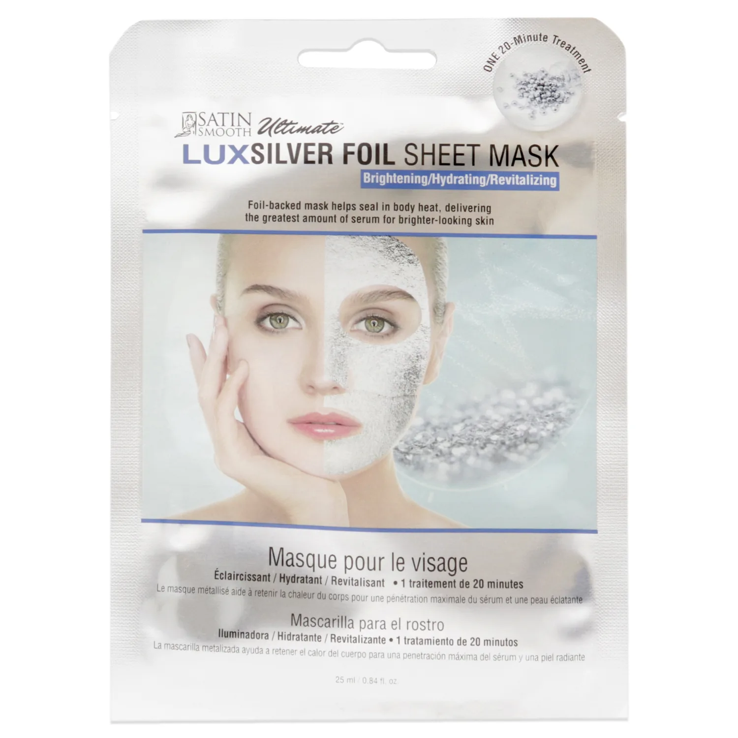 Satin Smooth Ultimate LuxSilver Foil Sheet Mask Women Mask 1 Pc