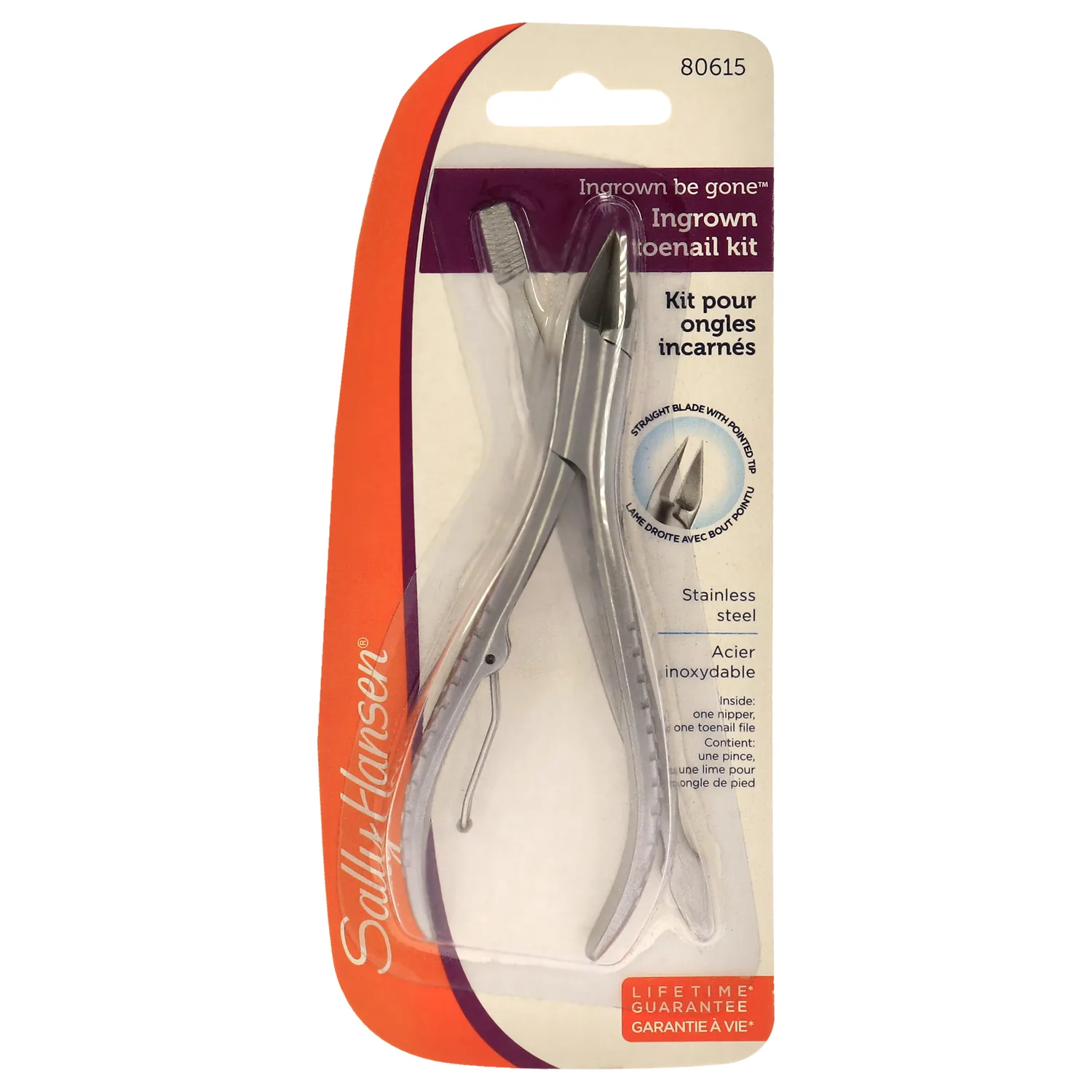 Sally Hansen Beauty Tools, Ingrown Be Gone-Ingrown Toenail Nipper Kit, Pack of 1, Cuticle Nipper, Nail Nipper, Nail File, Cuticle Clipper, Straight Blade, Pointed End