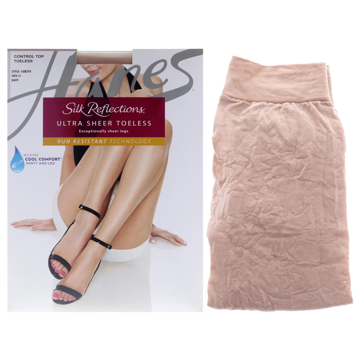 Hanes Ultra Sheer Run Resistant Toeless Control Top - Buff I/J for Women