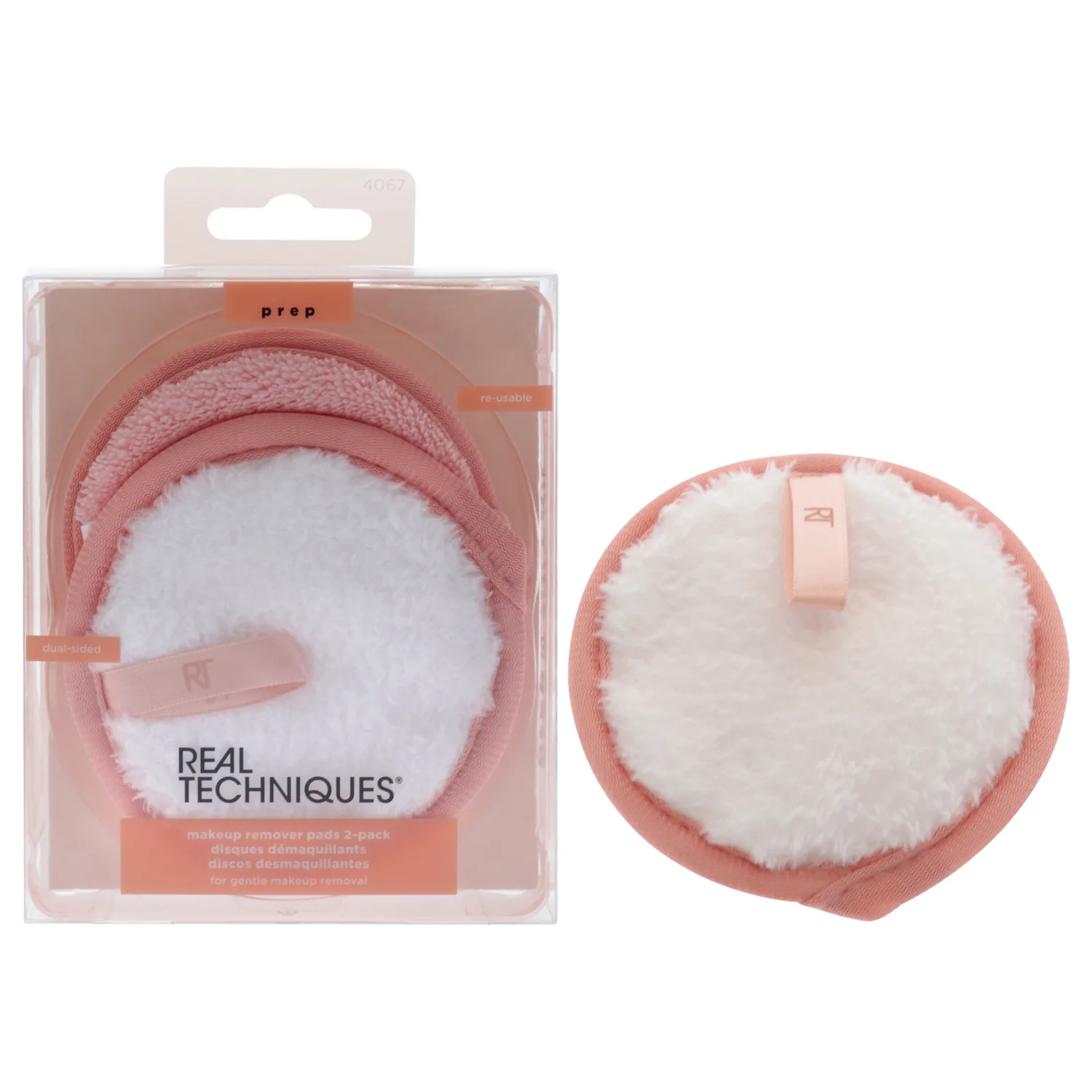 Real Techniques Real Clean Makeup Remover Pads, Reusable Makeup-Removing Rounds, Dual-Sided For Toner, Essence, Eye & Face Makeup Removal, For All Skin Types, 2 Count