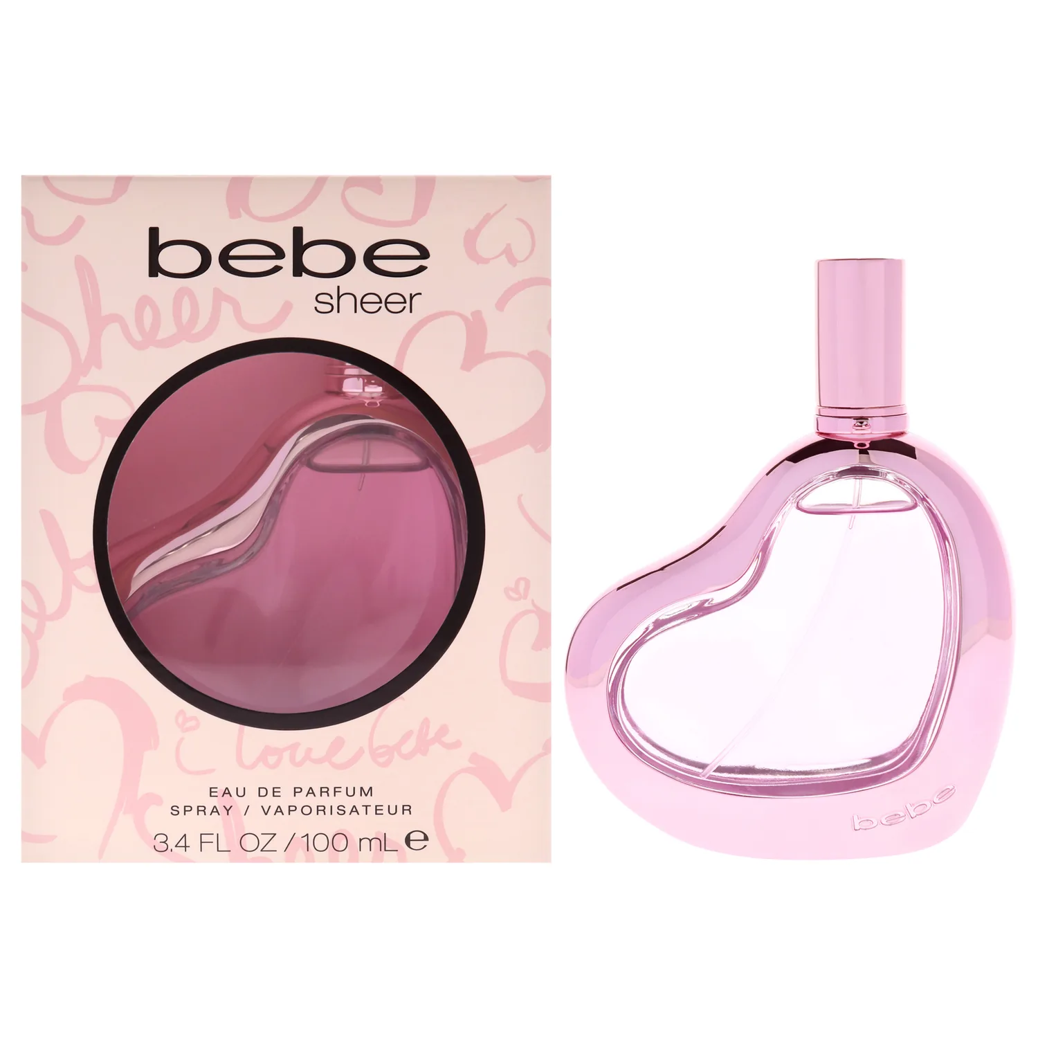 Bebe Sheer Eau de Parfum Spray for Woman - Long Lasting Amber Floral Womens Fragrance - Notes of Citrus Cocktail, Pink Peony and Sandalwood Perfume for Women - 3.4 oz