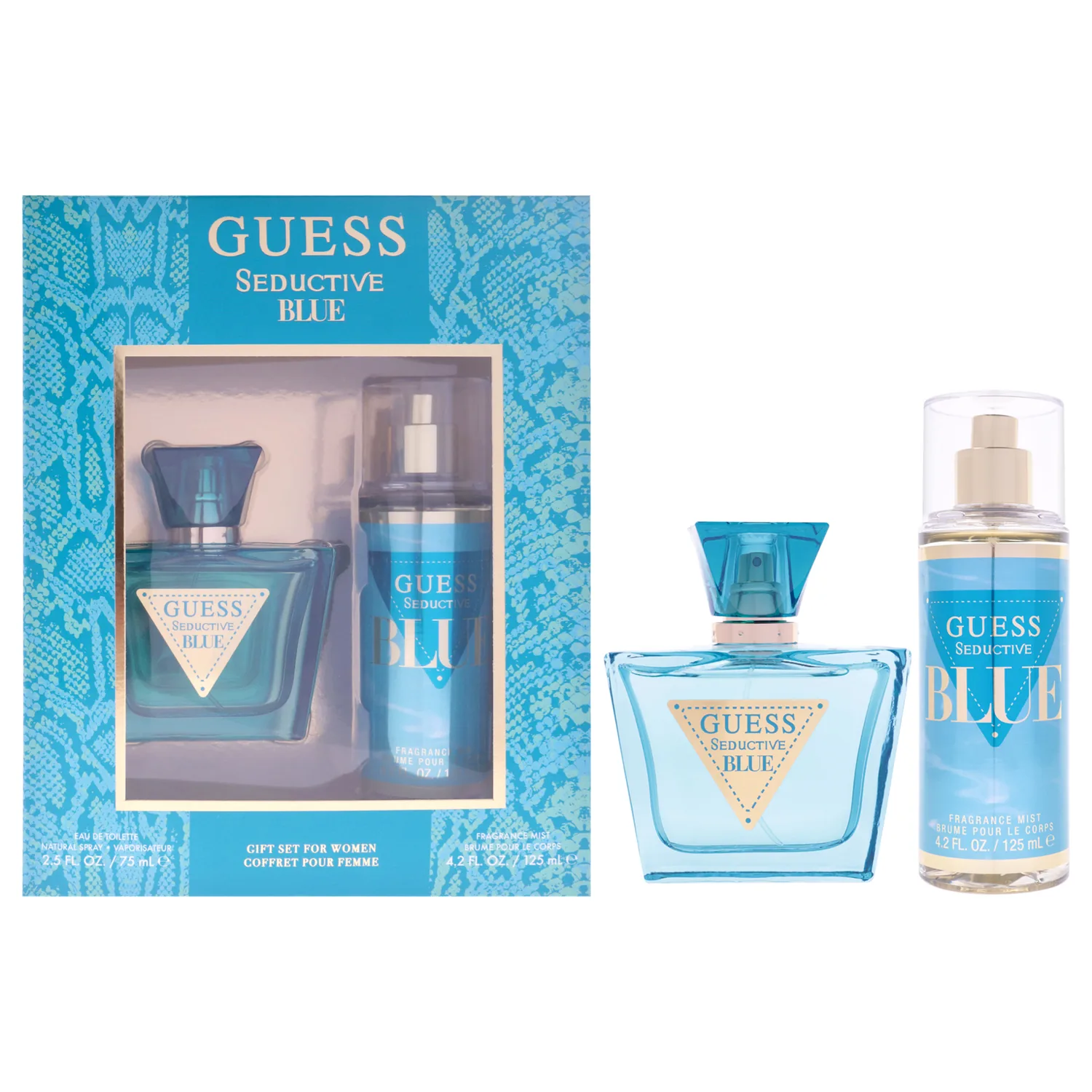 GUESS Seductive Blue Women/Femme Eau de Toilette 2 Piece Gift Set - Perfume Spray 2.5 Fl. Oz. & Fragrance Mist 4.2 Fl. Oz.