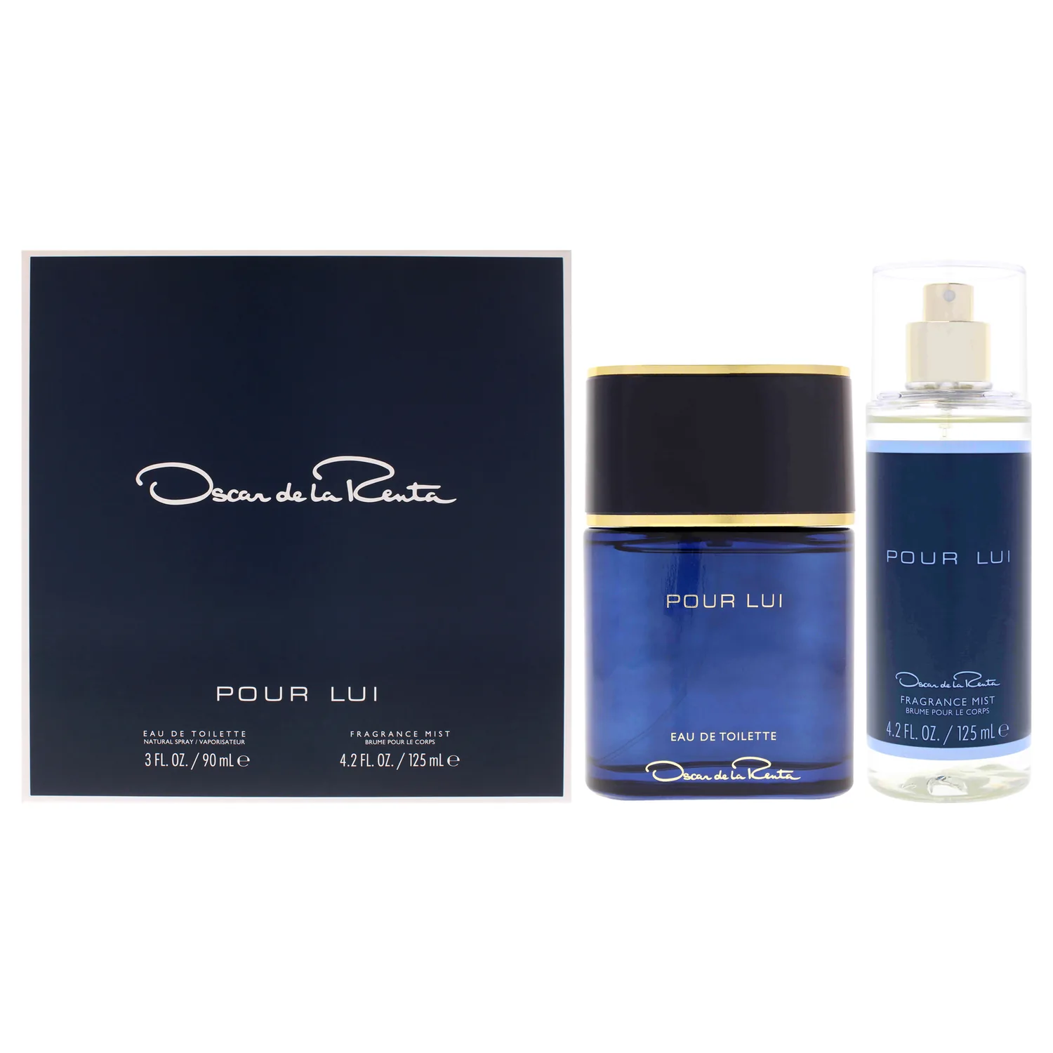 Oscar de la Renta Pour Lui Eau de Toilette 2 Piece Gift Set for Men - Colonge Spray 3.0 Fl. Oz. and Body Mousse 4.3 Fl. Oz.