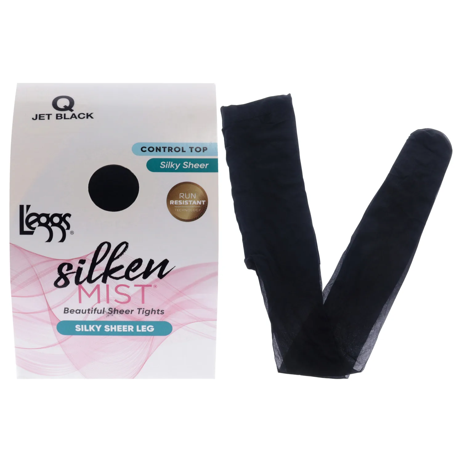 L'eggs Silken Mist Silky Sheer Tights - Jet Black for Women